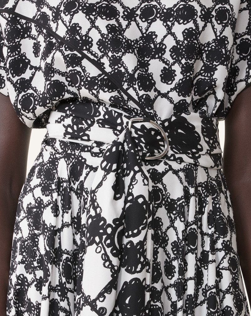 PRINTED SILK DRAPED DRESS 5