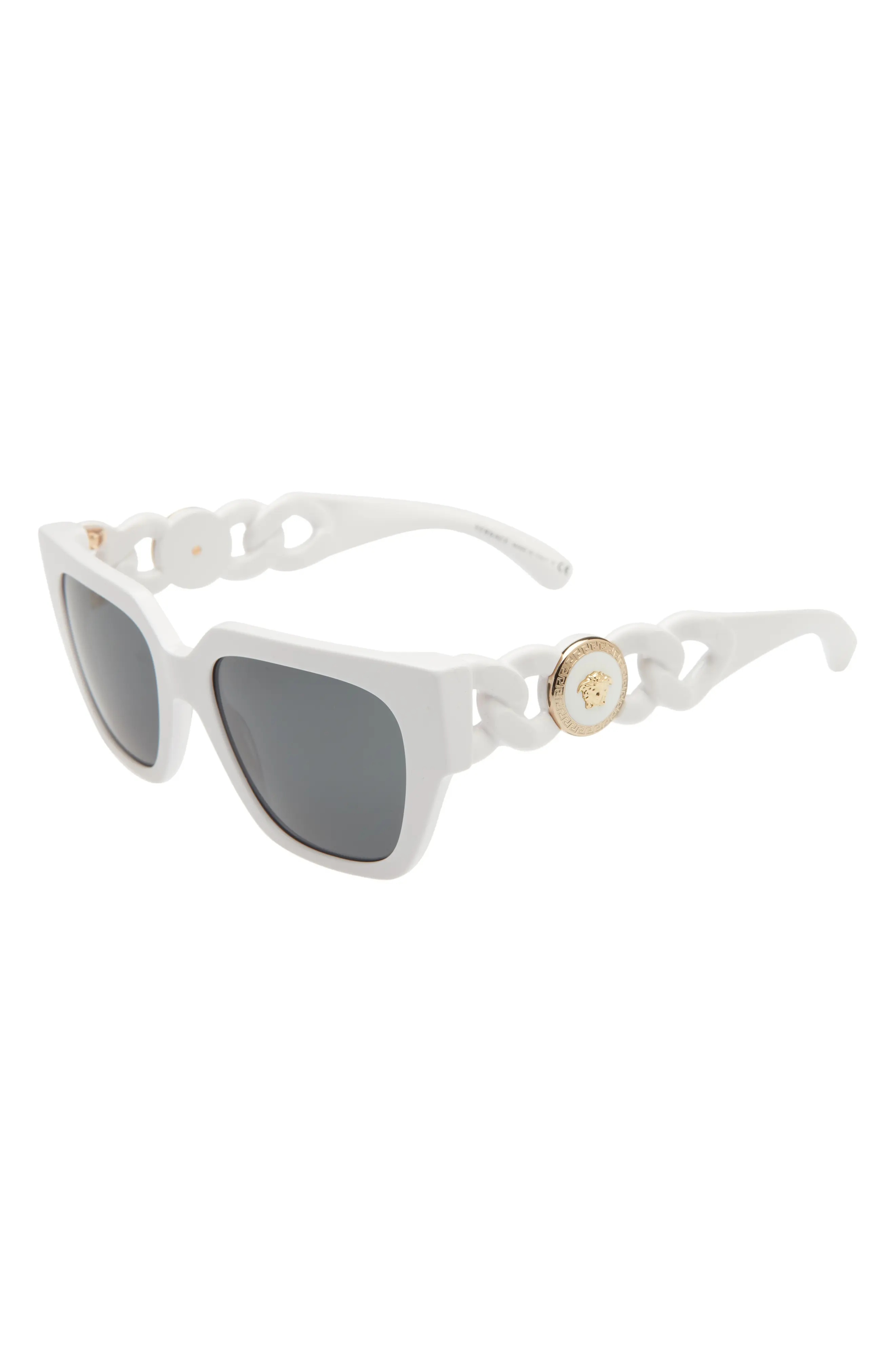 53mm Square Sunglasses in White/Dark Grey - 2