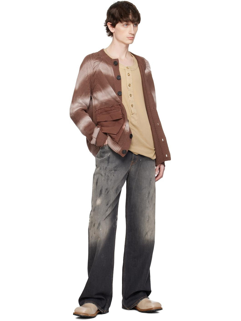 EDWARD CUMING Brown Cotton Tyre Track Washed Cardigan outlook