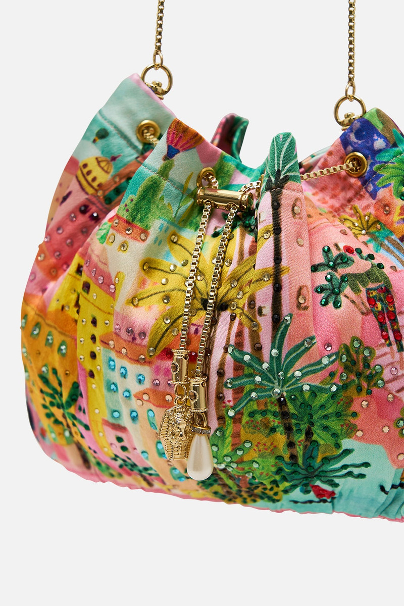 CAMILLA DRAWSTRING POUCH WITH CHAIN STRAP outlook
