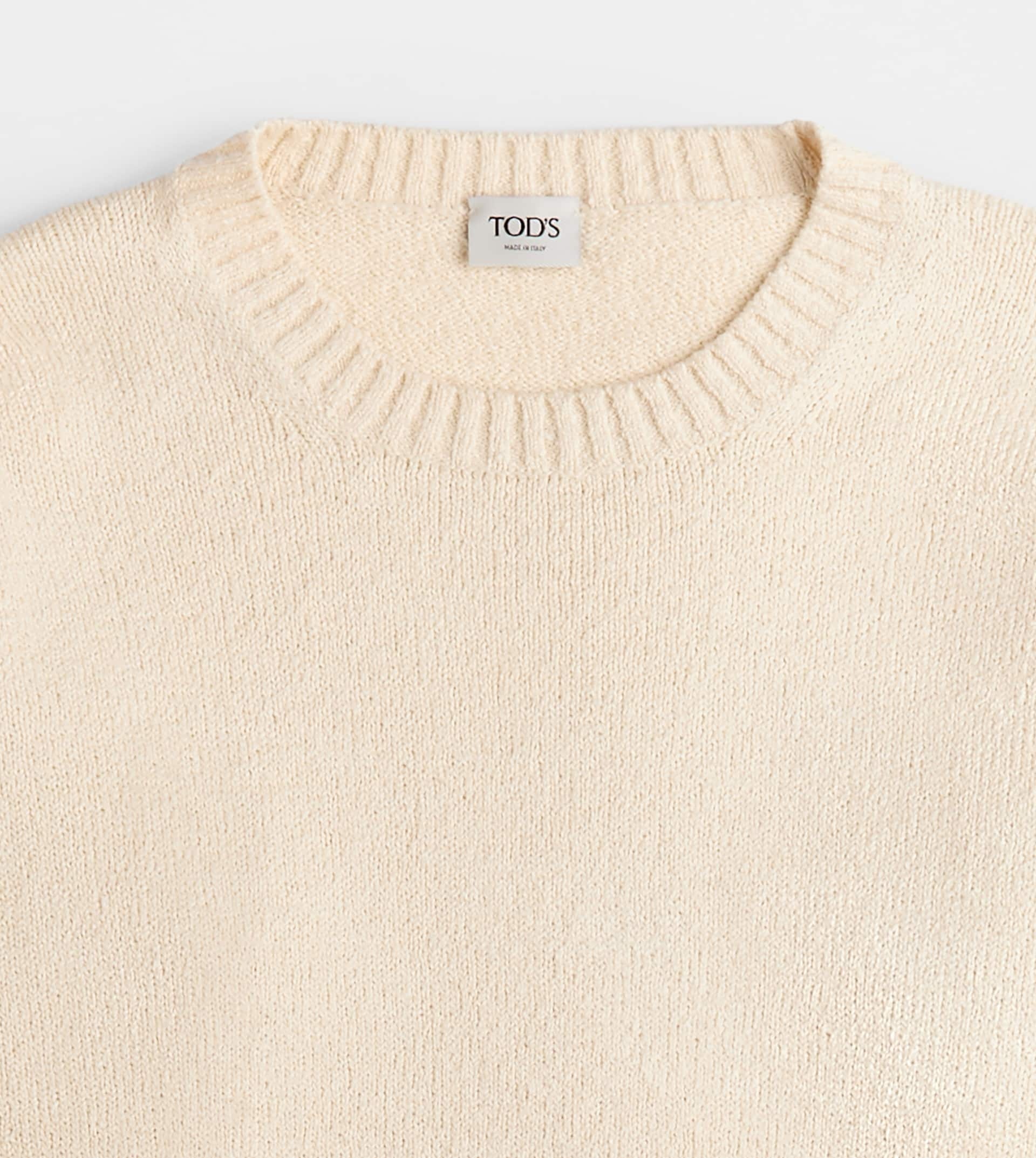 ROUND-NECK PULLOVER IN COTTON - OFF WHITE - 8
