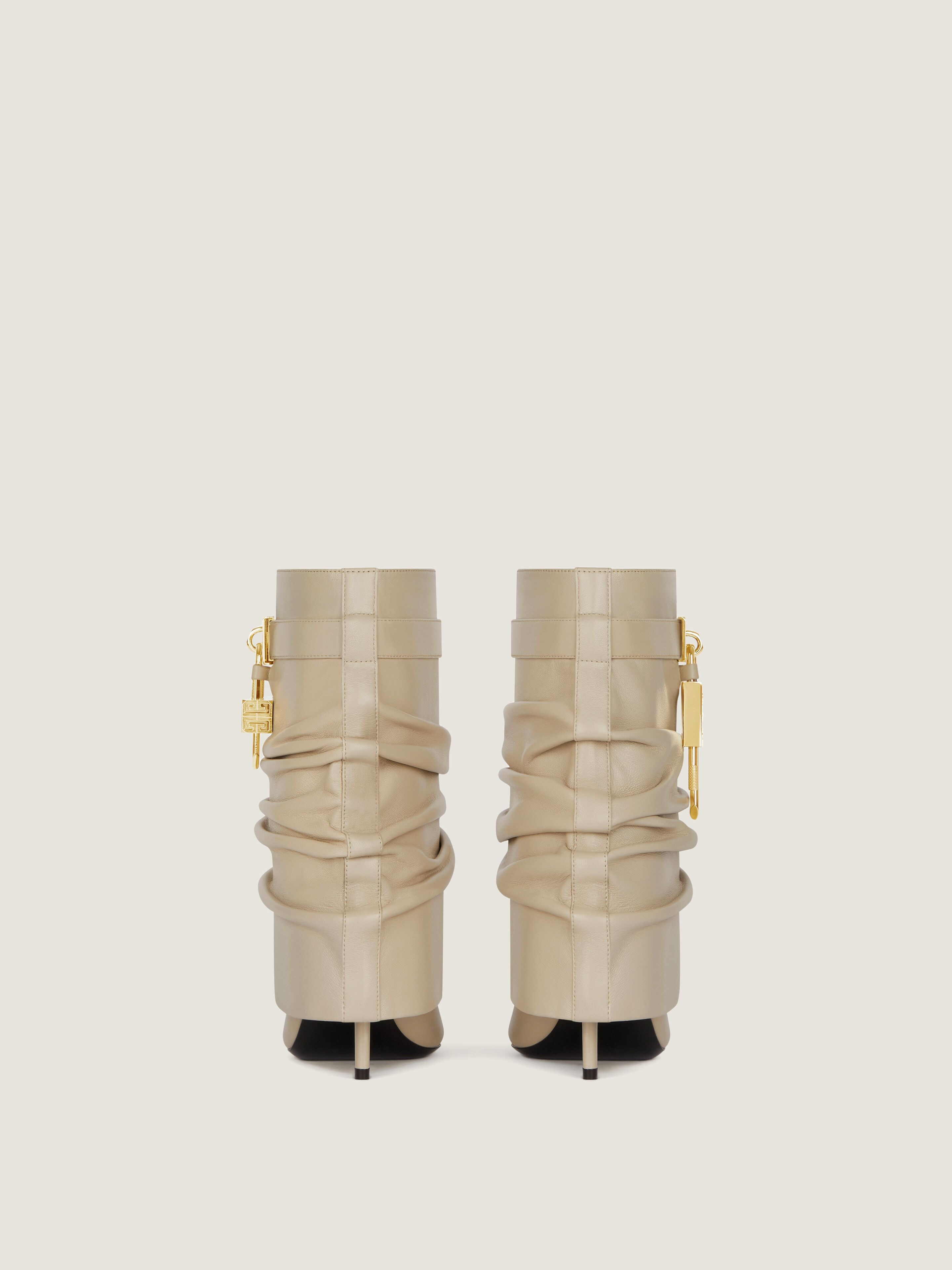 SHARK LOCK STILETTO ANKLE BOOTS IN NAPPA LEATHER - 5