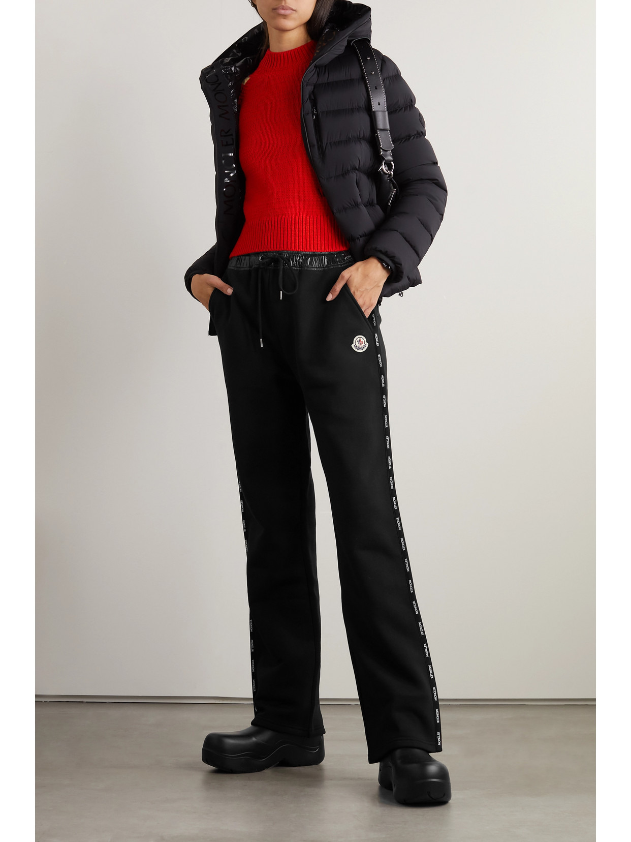 Appliquéd Shell-trimmed Cotton-jersey Sweatpants - 2