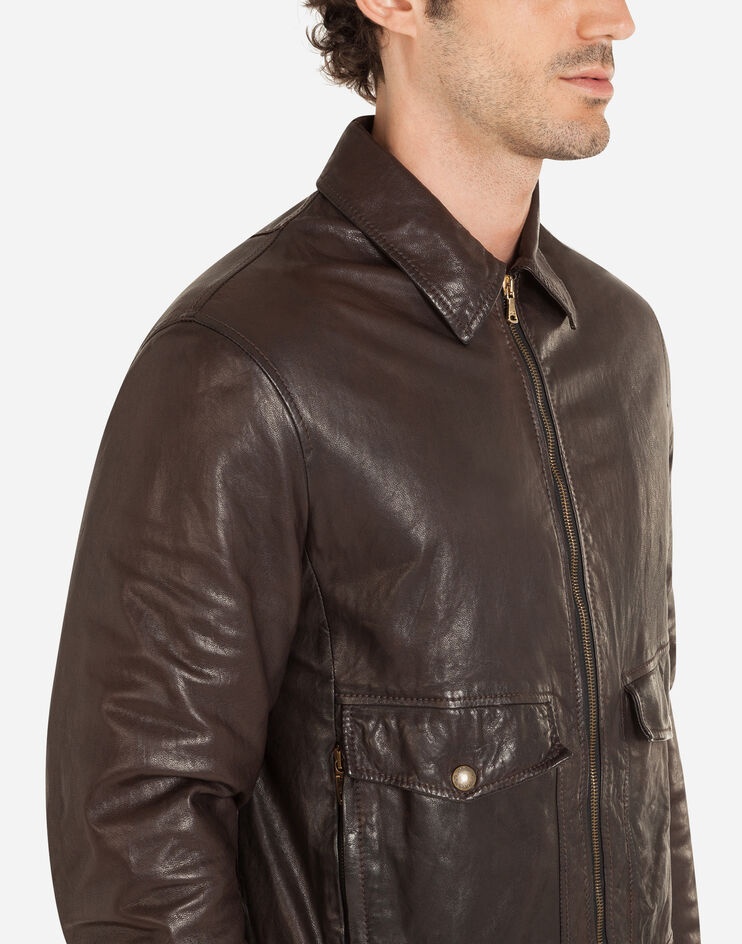 Washed leather jacket - 4