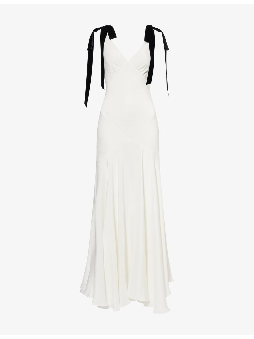 Bias V-Neck Silk Maxi Dress - 1
