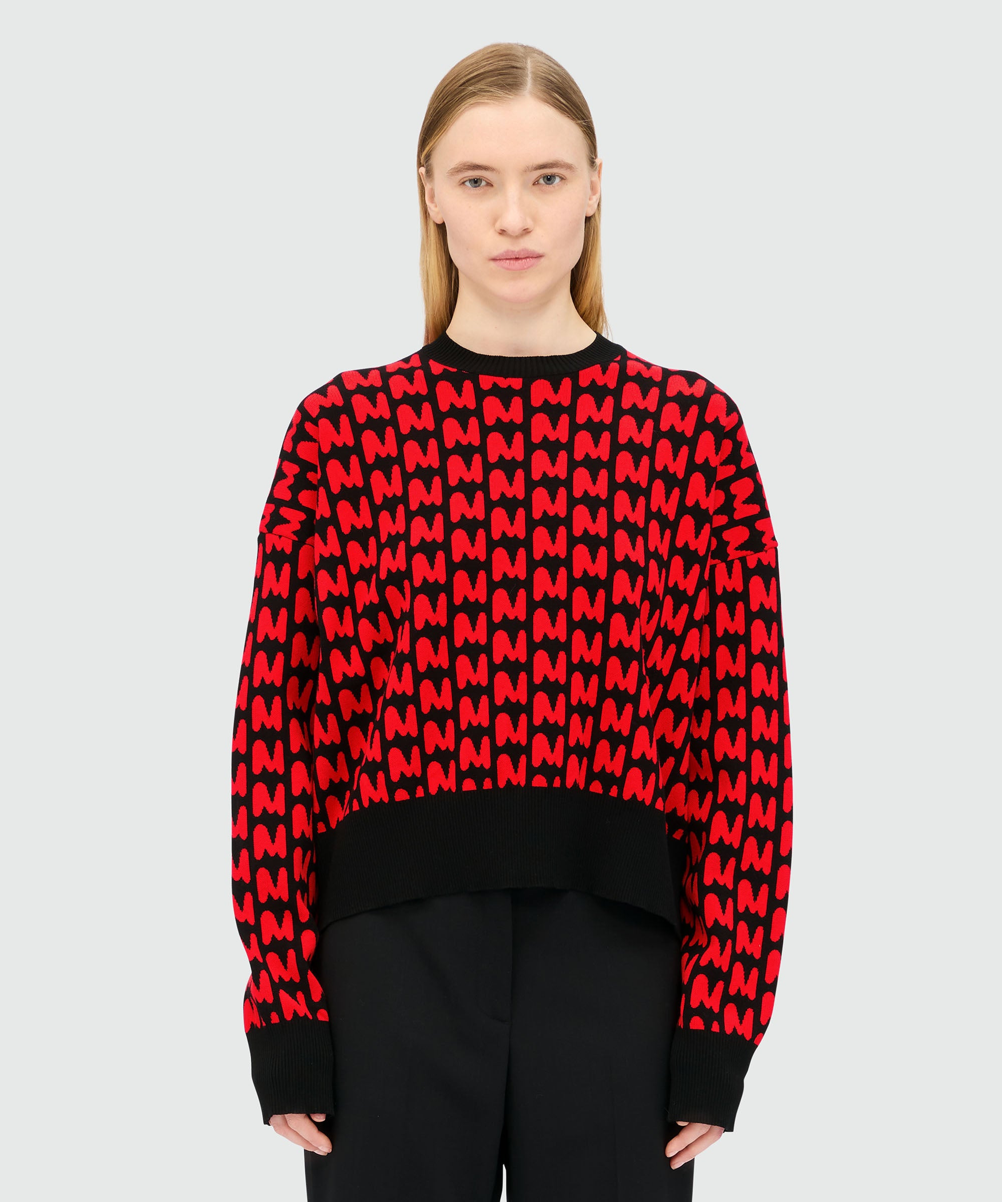 Black jacquard sweater with "TheMwave" motif - 2