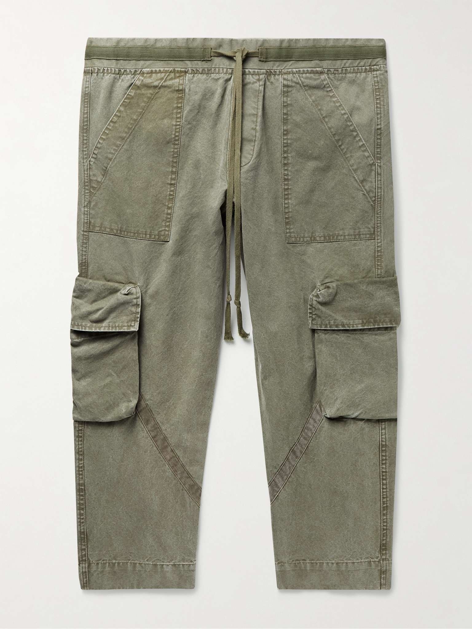 Tapered Cotton Drawstring Cargo Trousers - 1