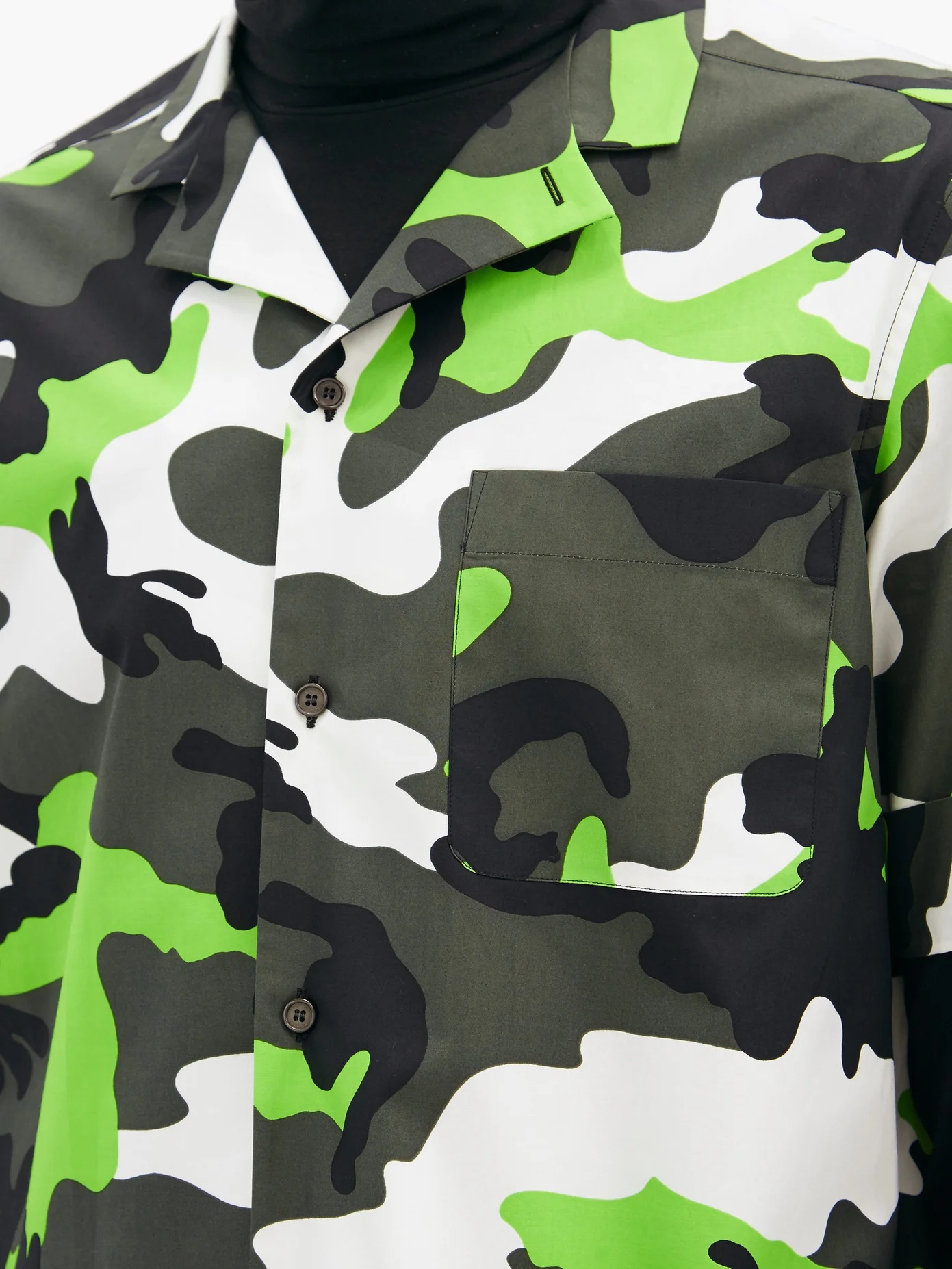 Camouflage-print bowling shirt - 4