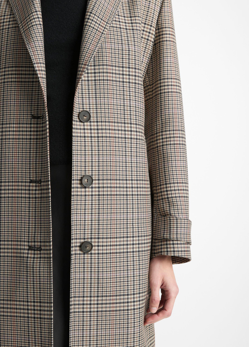 Pressed Plaid Wool-Blend Car Coat 4