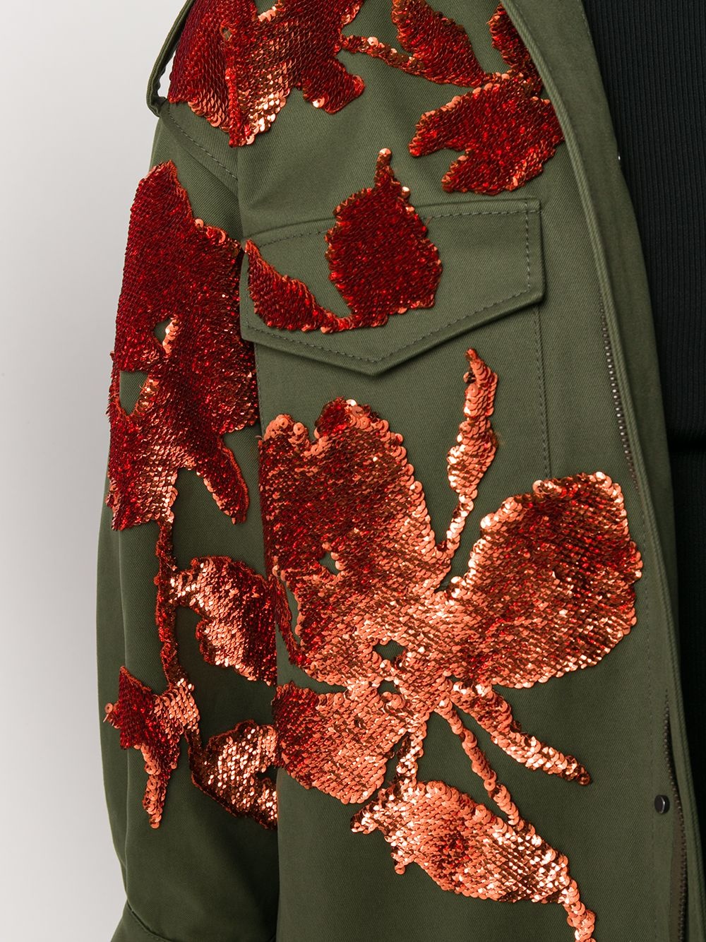 floral-embroidery military jacket - 5