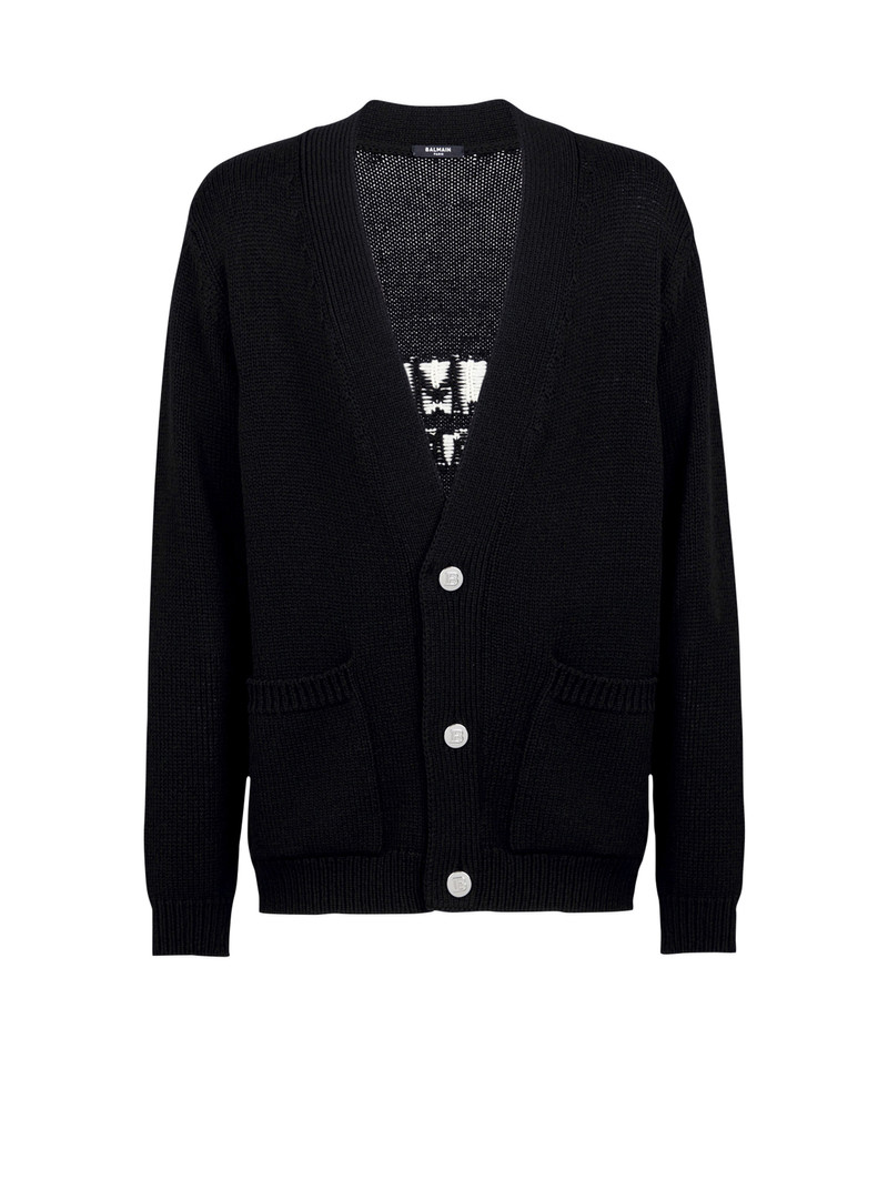 Knit cardigan with Balmain logo - 1