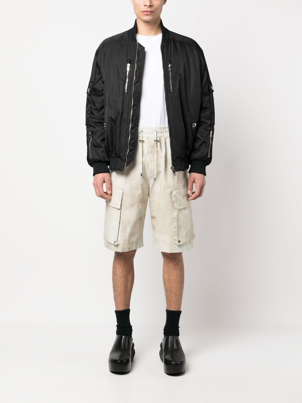 faded-effect cotton cargo shorts - 2