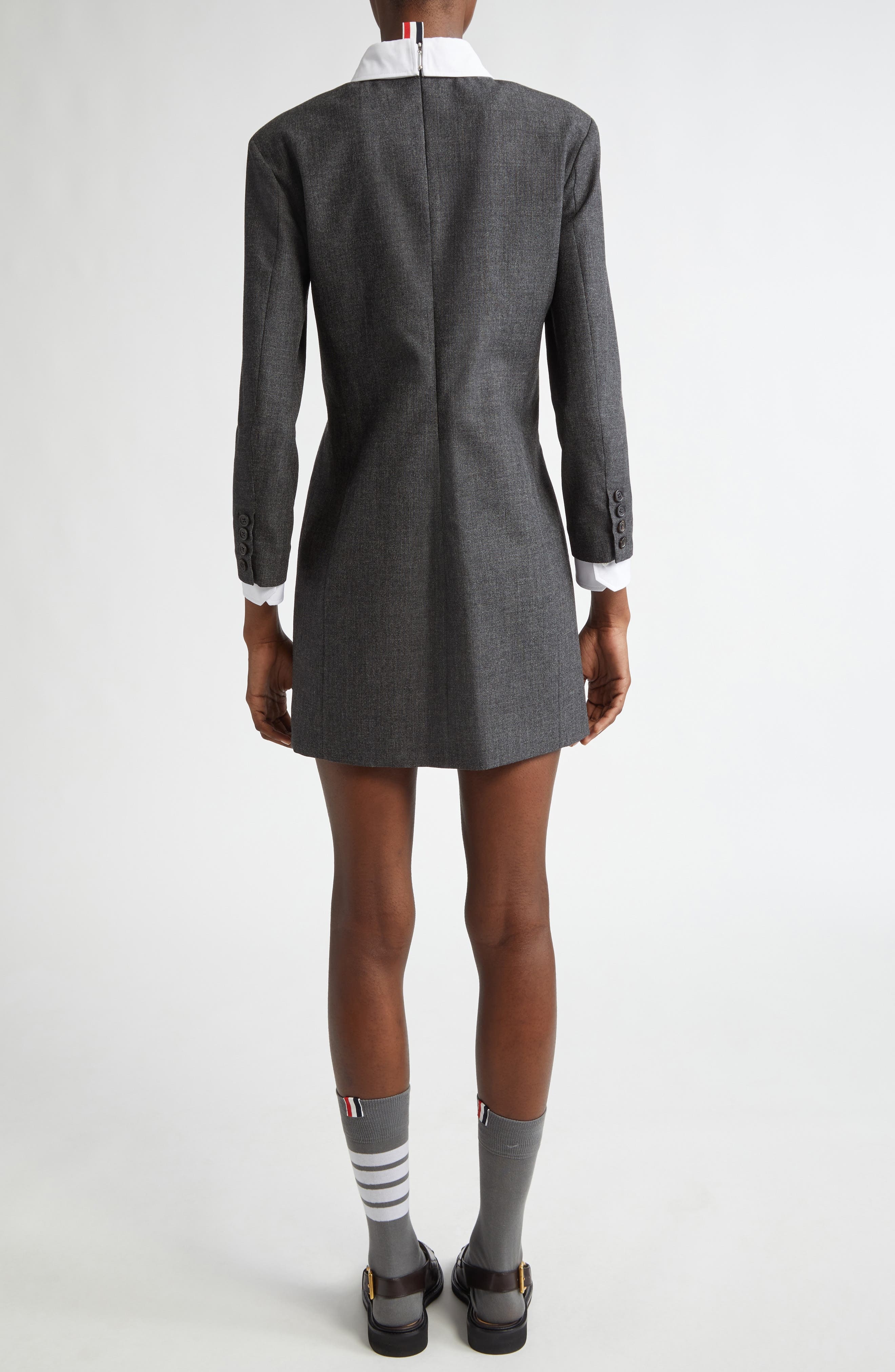 Thom Browne Wool & Cotton Mixed Media Minidress in Dark Grey at Nordstrom - 2