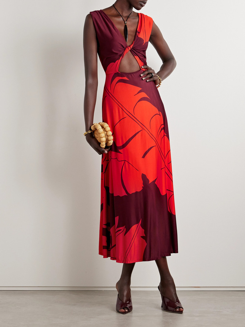 Johanna Ortiz Deep Heart Twist-front Cutout Printed Stretch-jersey Midi Dress outlook