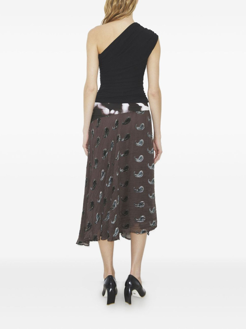 paisley-pattern asymmetric midi skirt 3