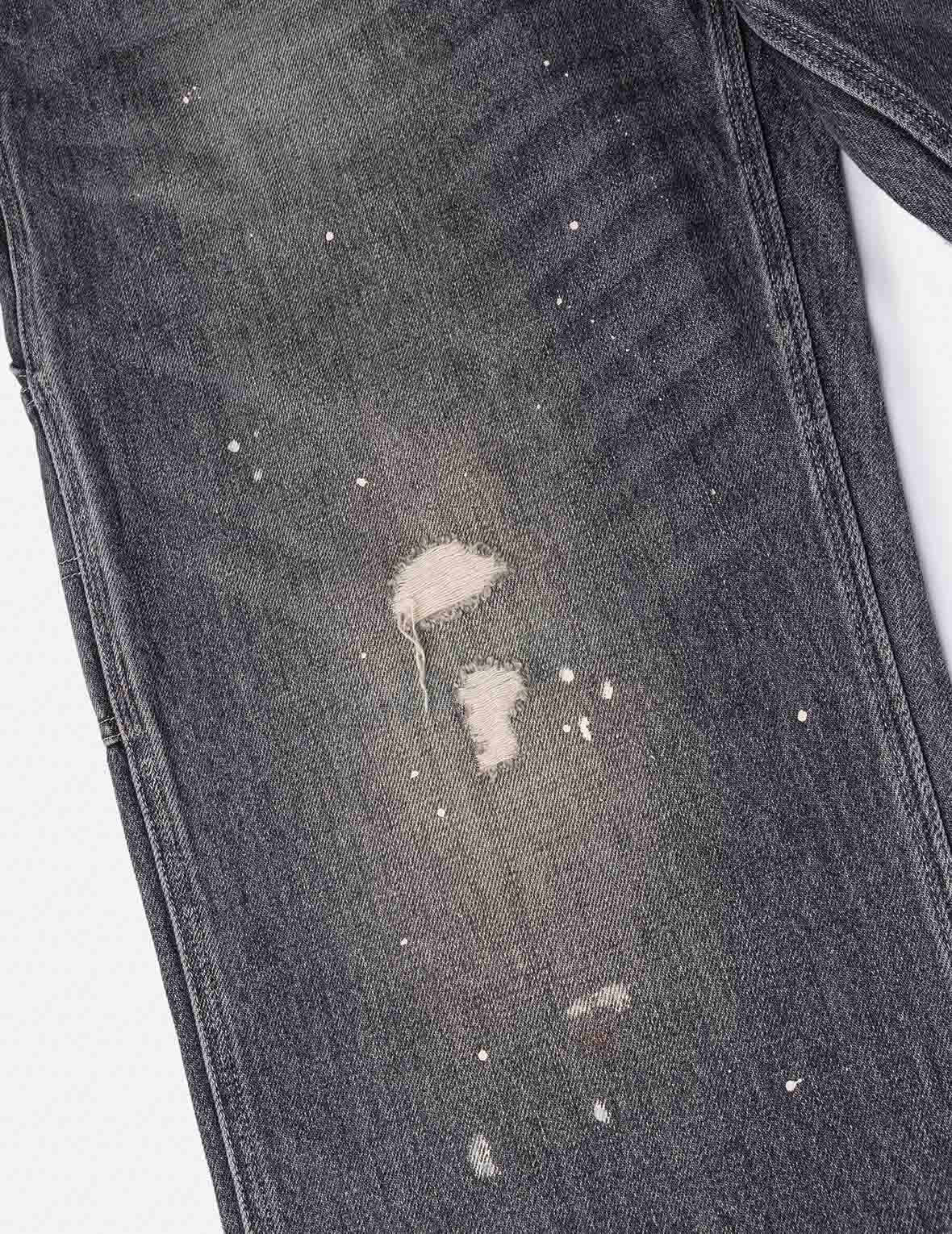 Washed and Distressed Daicock Print Relax Fit Jeans - 7