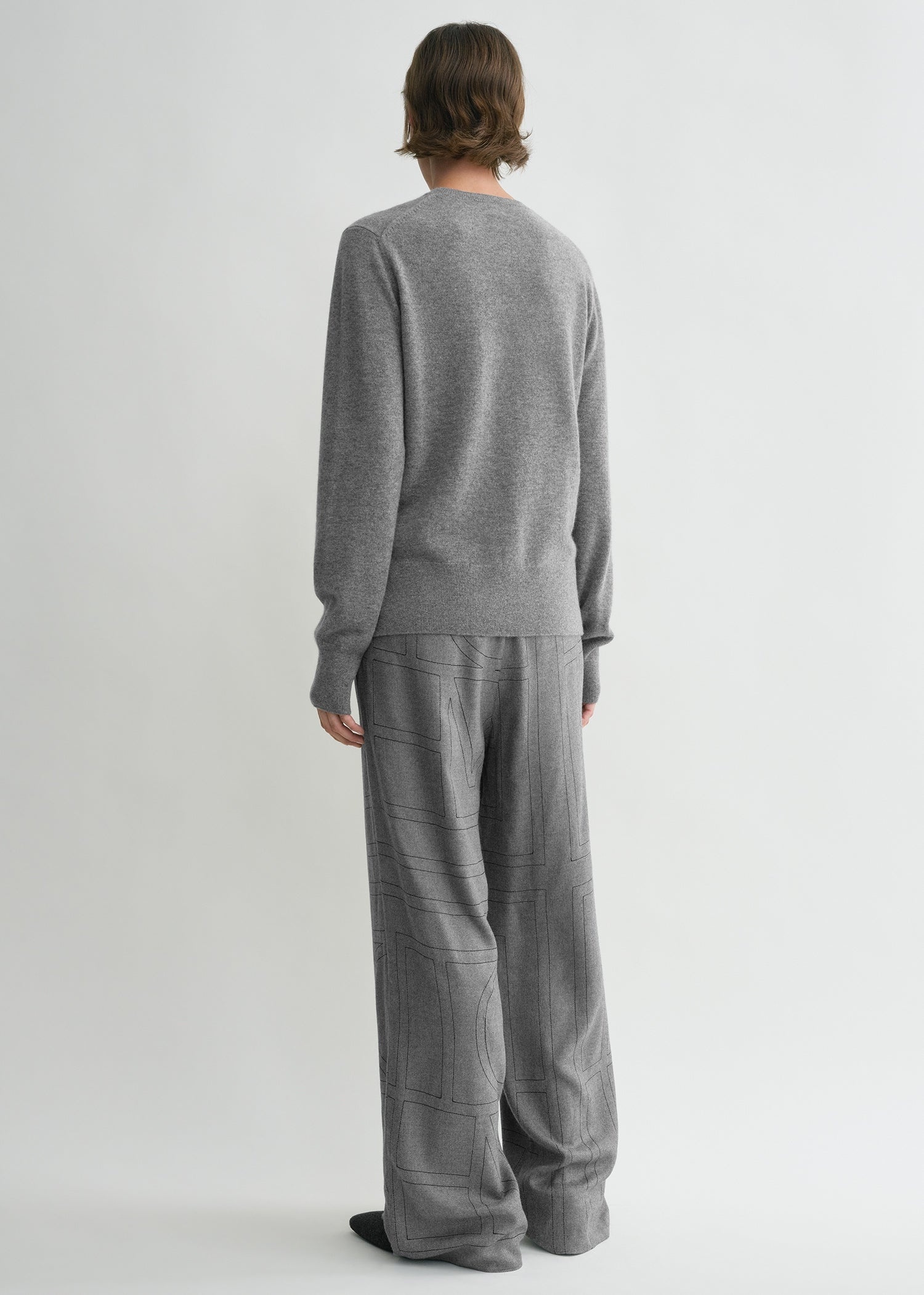 Monogram flannel pj bottoms smoke melange - 4