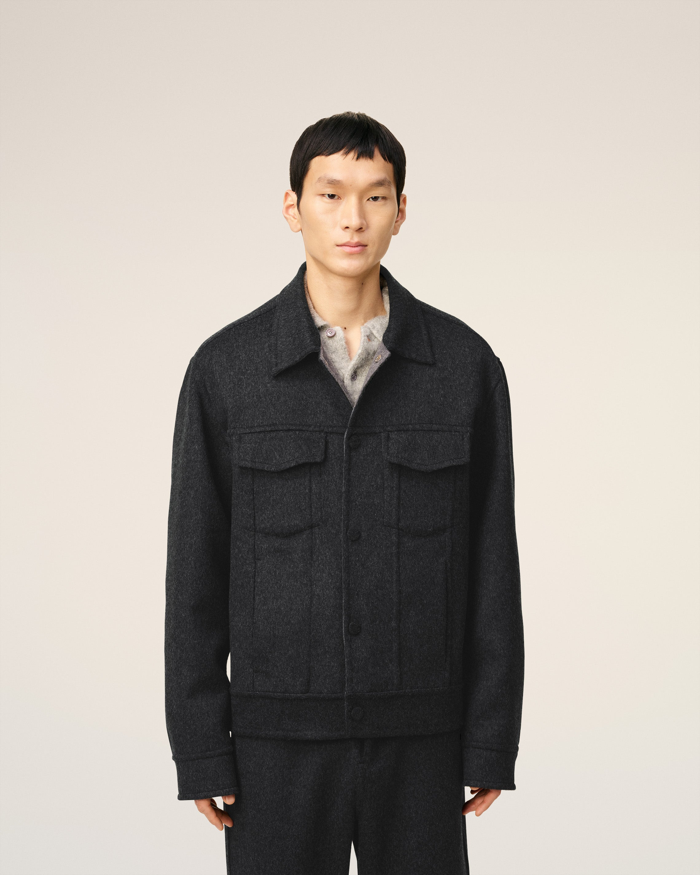 GREY WOOL TRUCKER JACKET - 3