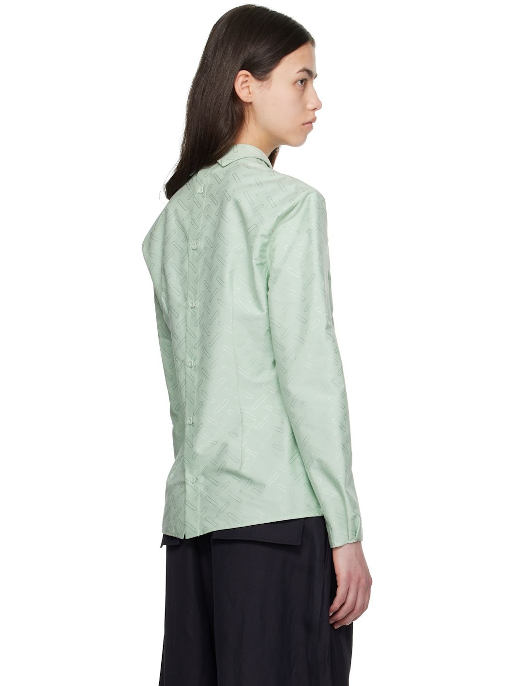 Green Confetti Cotton Jacquard Shirt - 3