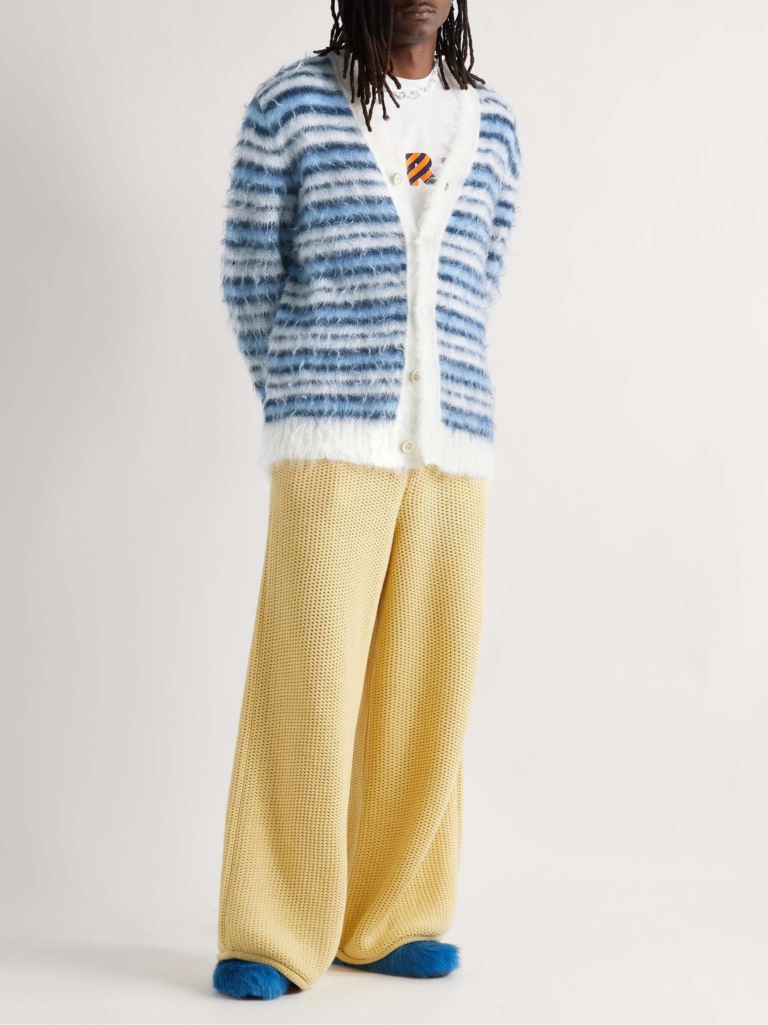 Striped Brushed Mohair-Blend Cardigan - 2