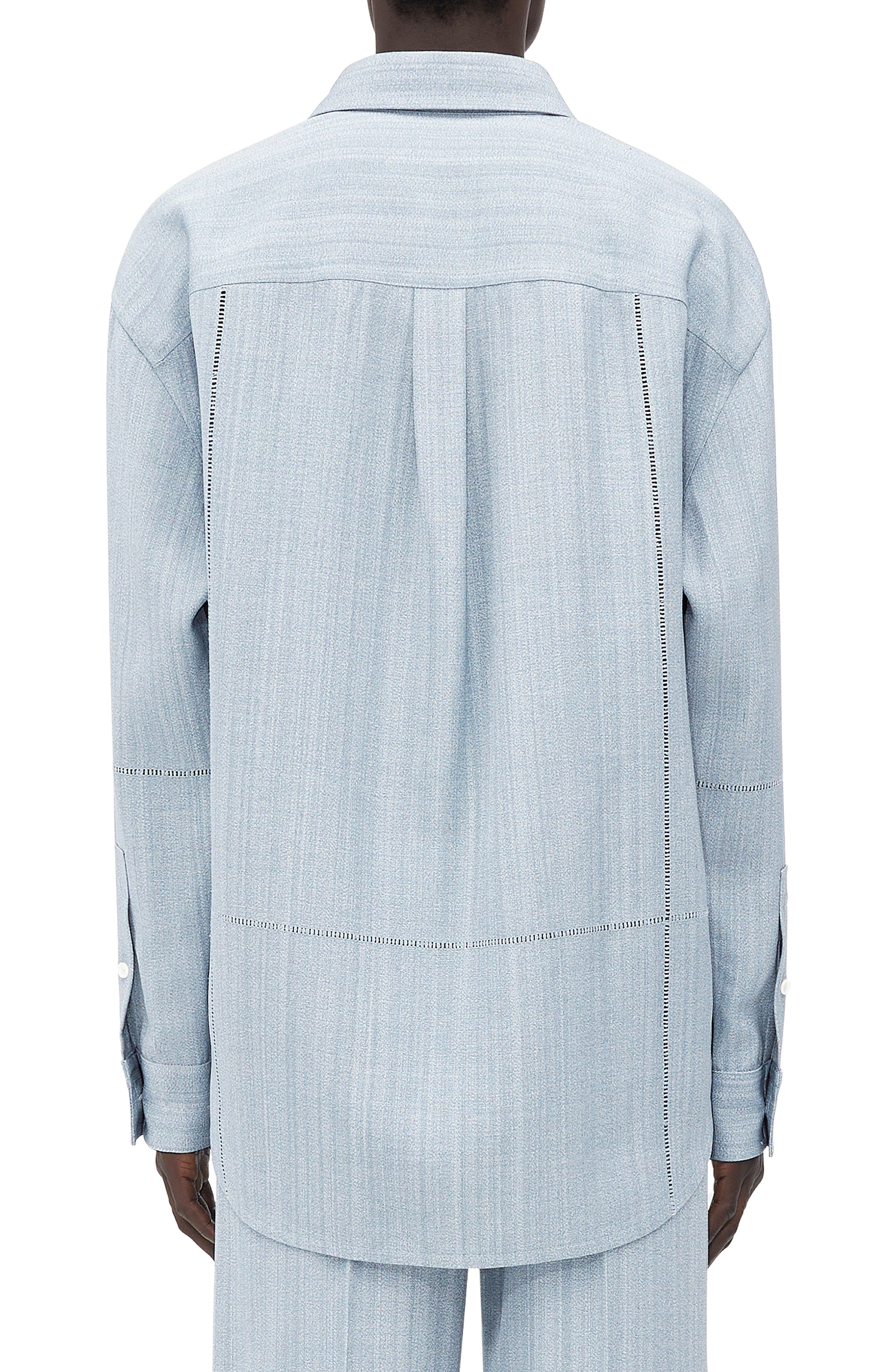Bottega Veneta Oversize Button-Up Shirt in River/Cloud at Nordstrom - 3