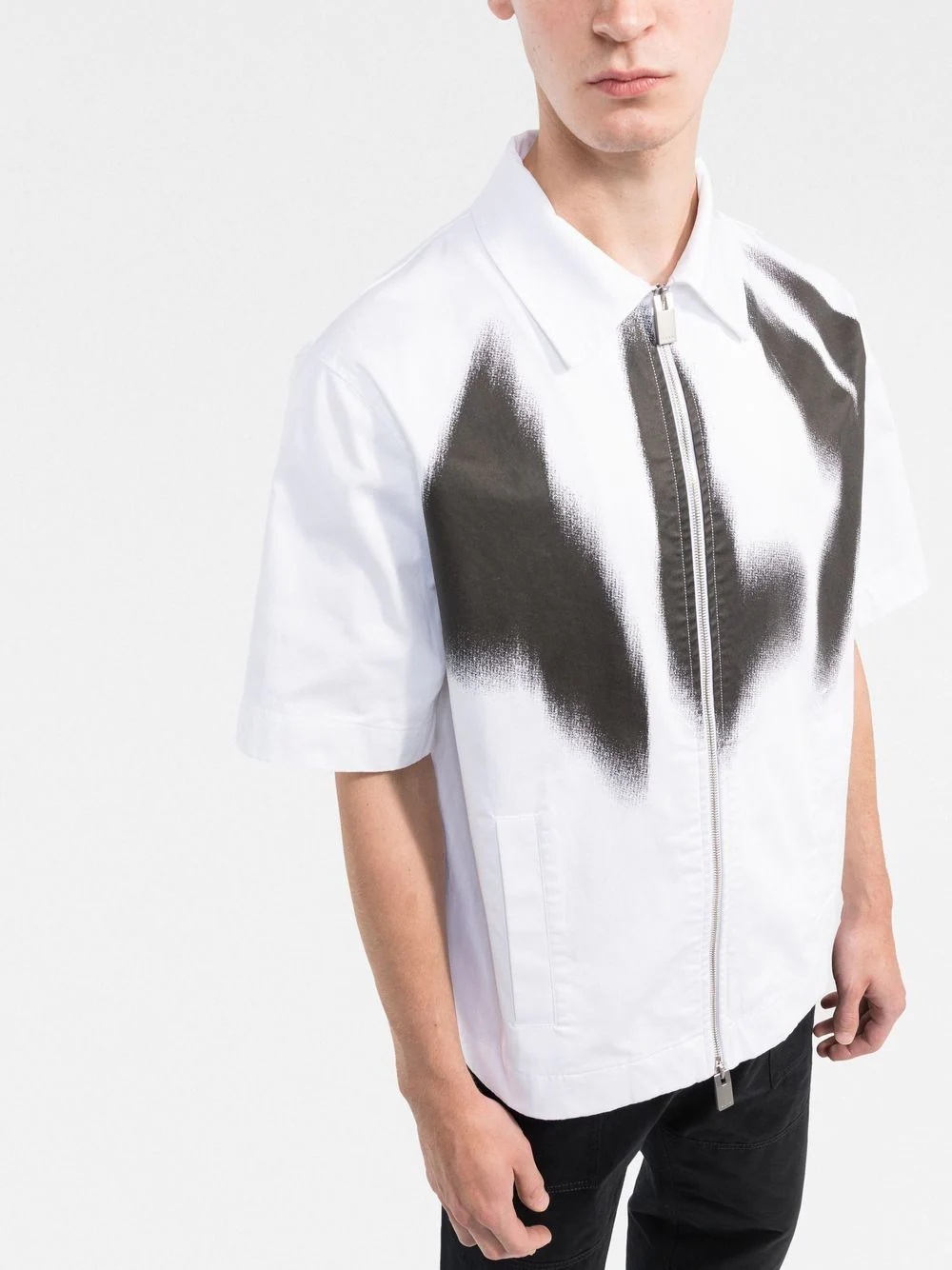 spray-paint zip-front shirt - 3