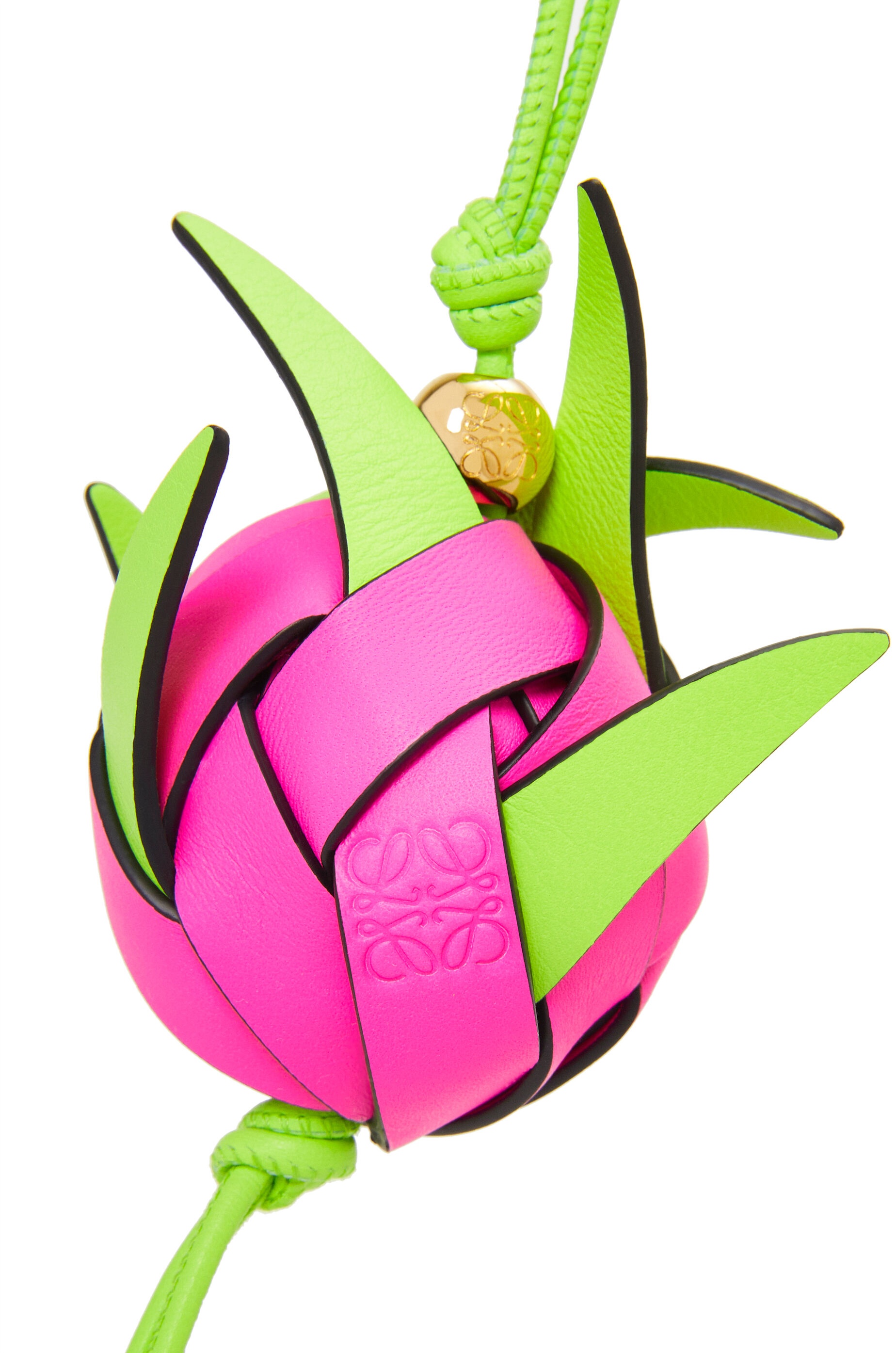 Dragon fruit woven charm in classic calfskin - 2