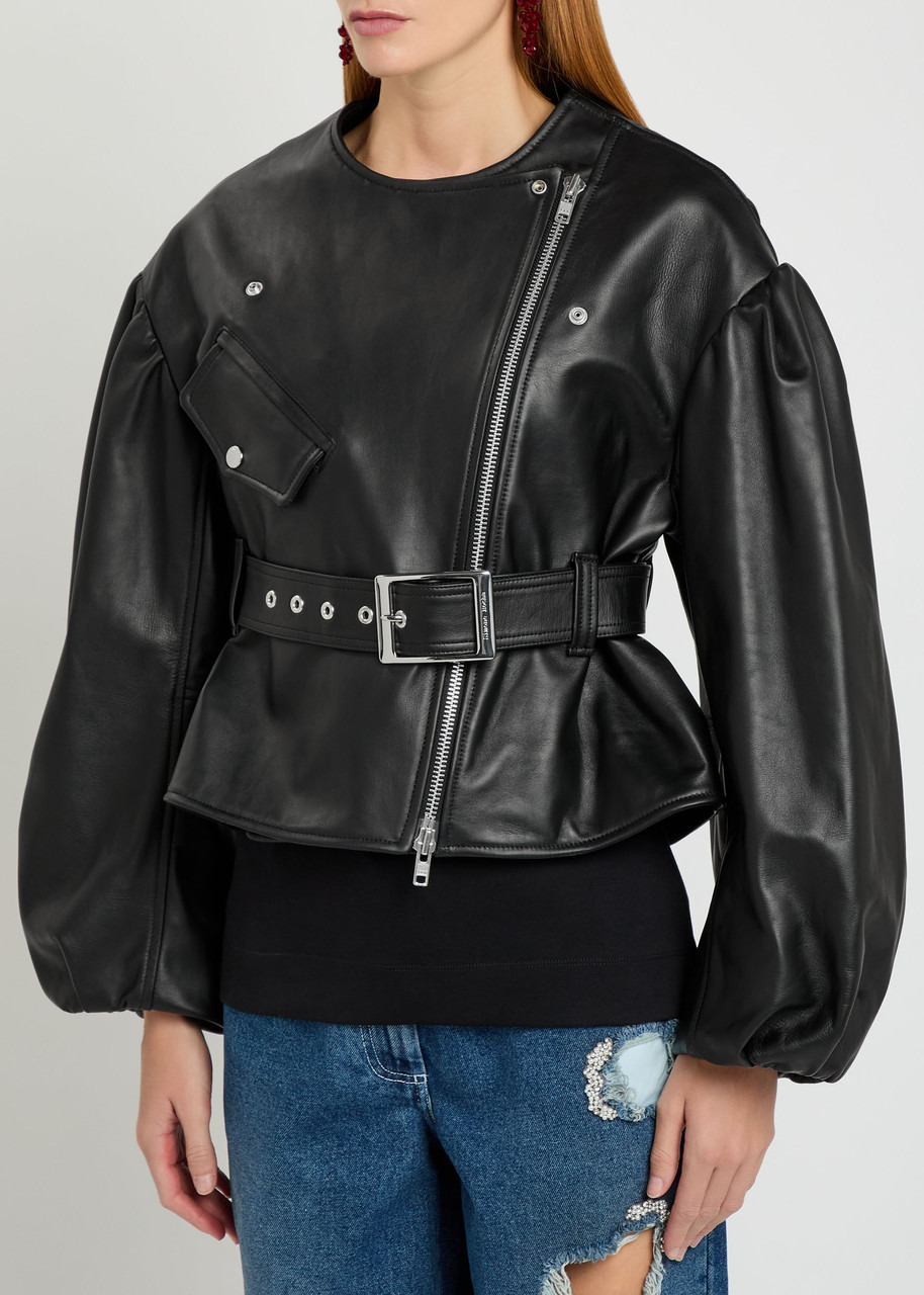 Simone Rocha Belted Leather Biker Jacket - 2