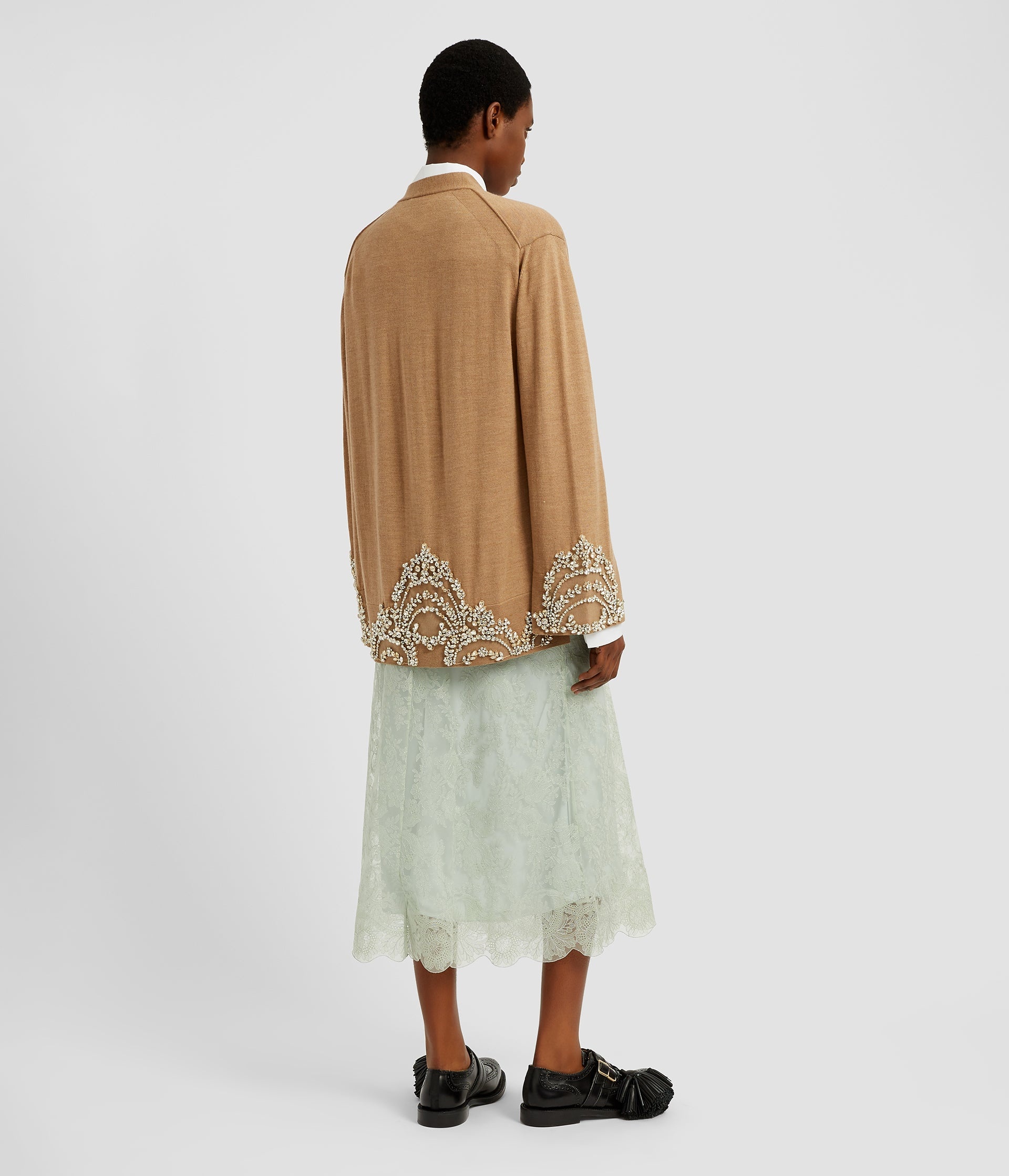 FINE MERINO CRYSTAL EMBROIDERED CARDIGAN - 3