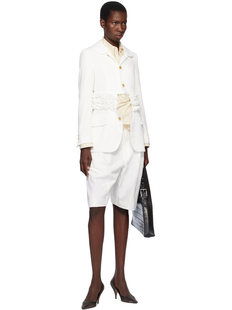 BLACK COMME des GARÇONS White Polyester Twill Shorts outlook