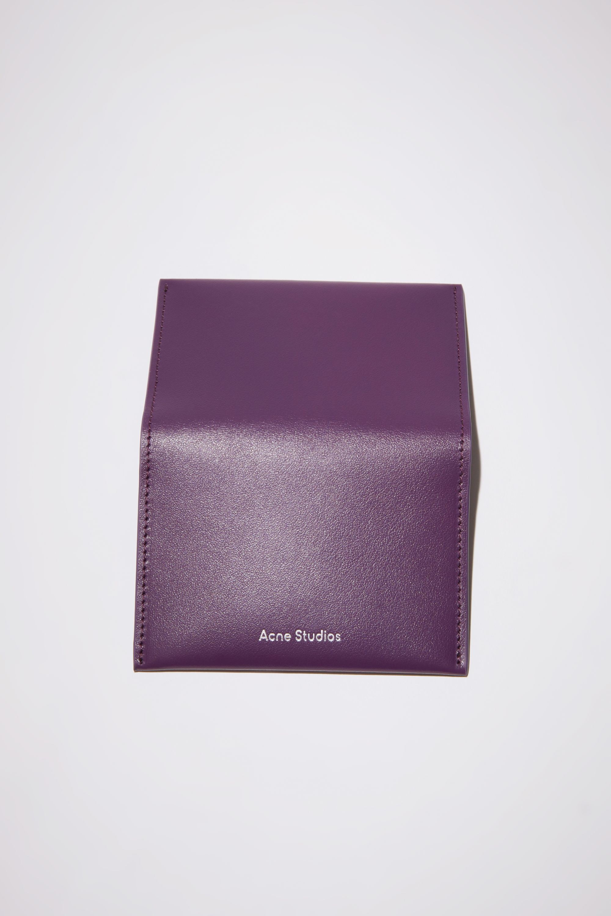 Folded leather card holder - Violet purple - 4