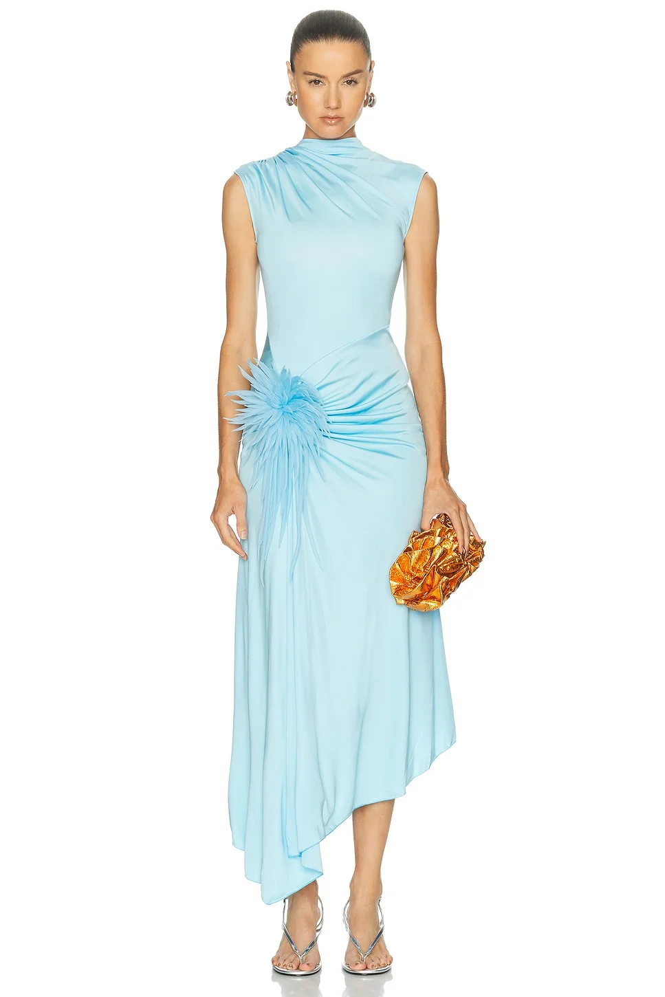 Cactus Dahlia Embroidered Draped Dress - 1