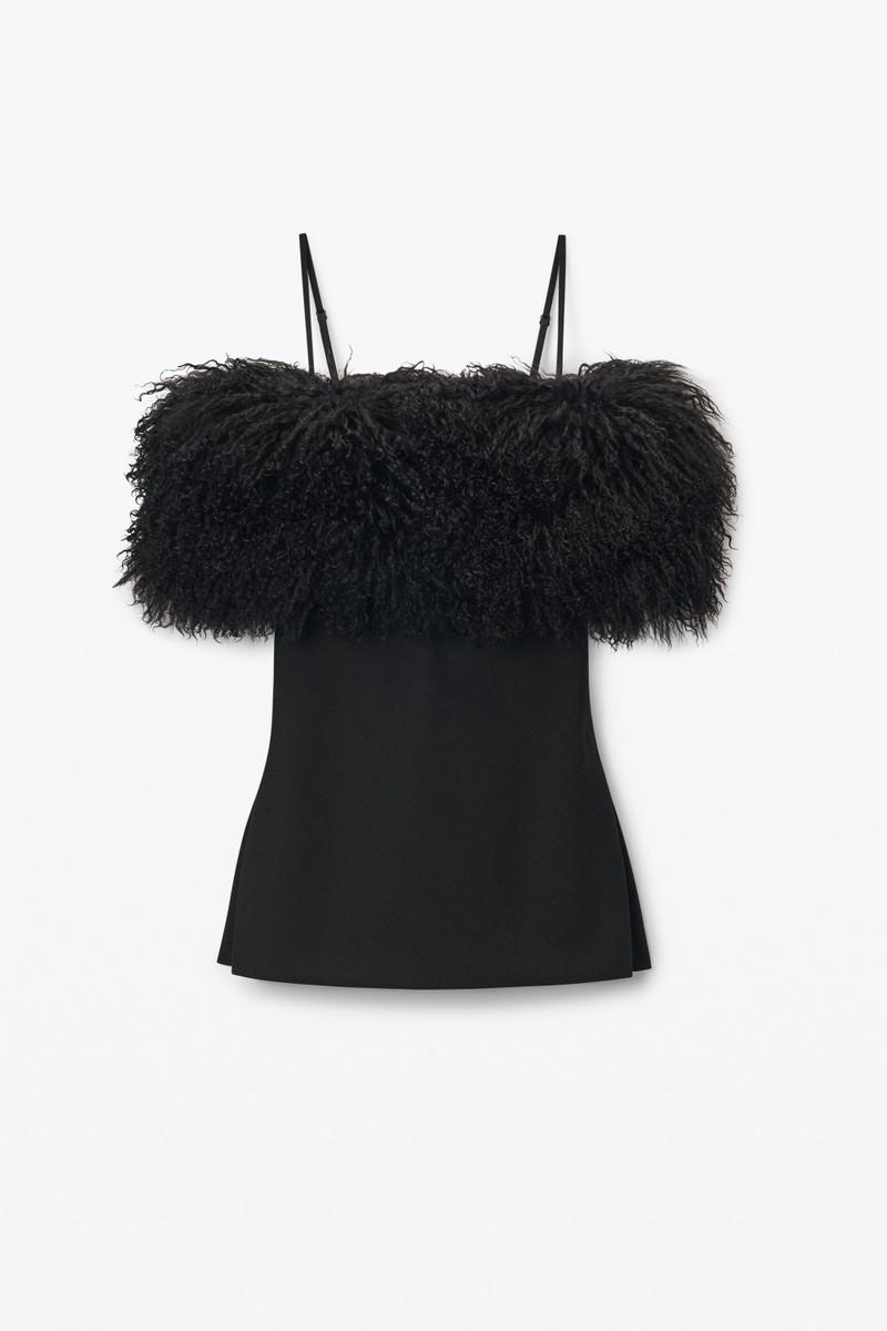 Minidress with Detachable Mongolian Lamb Shearling - 1
