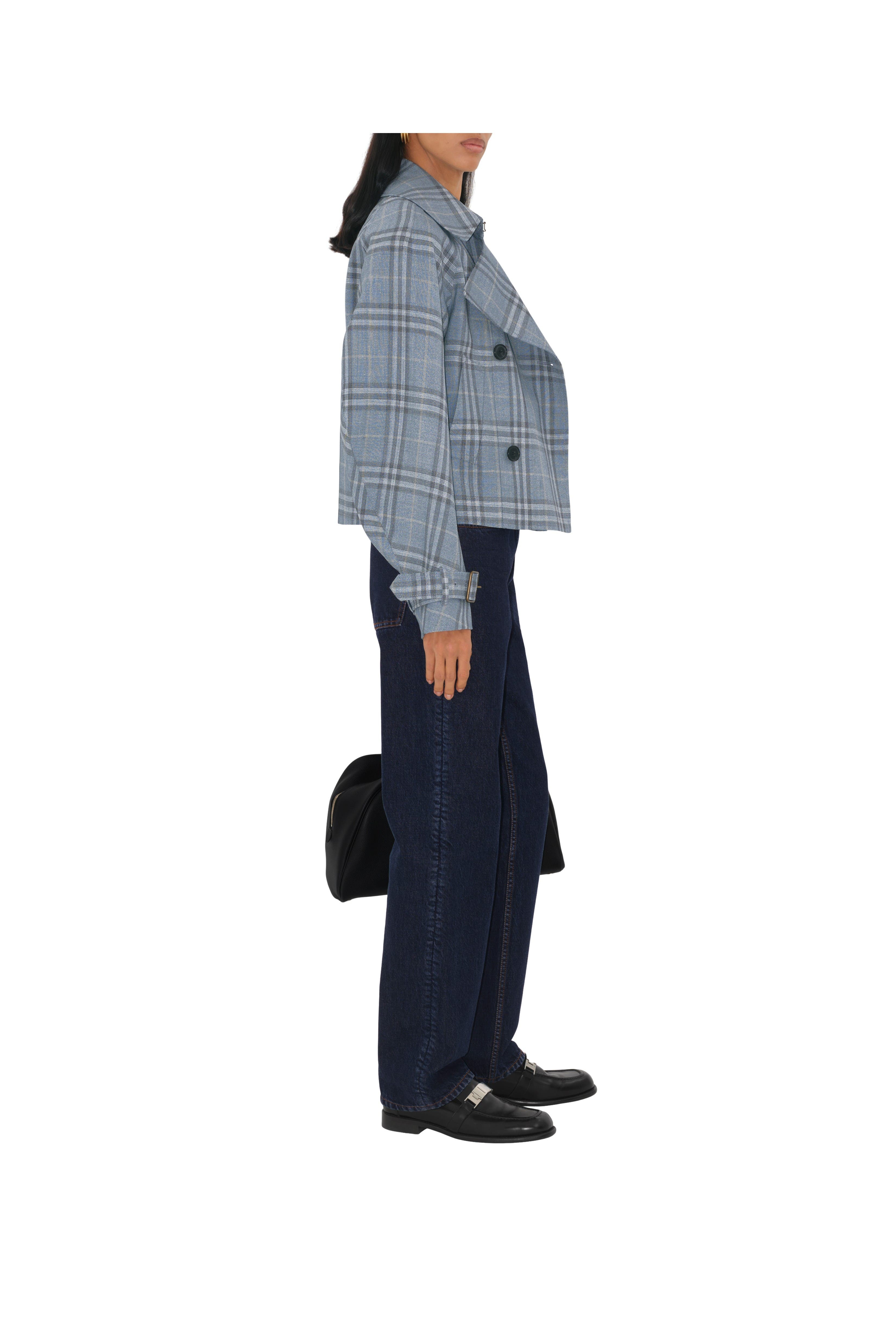 burberry Check Silk Blend Trench Jacket in Gale at Nordstrom - 3