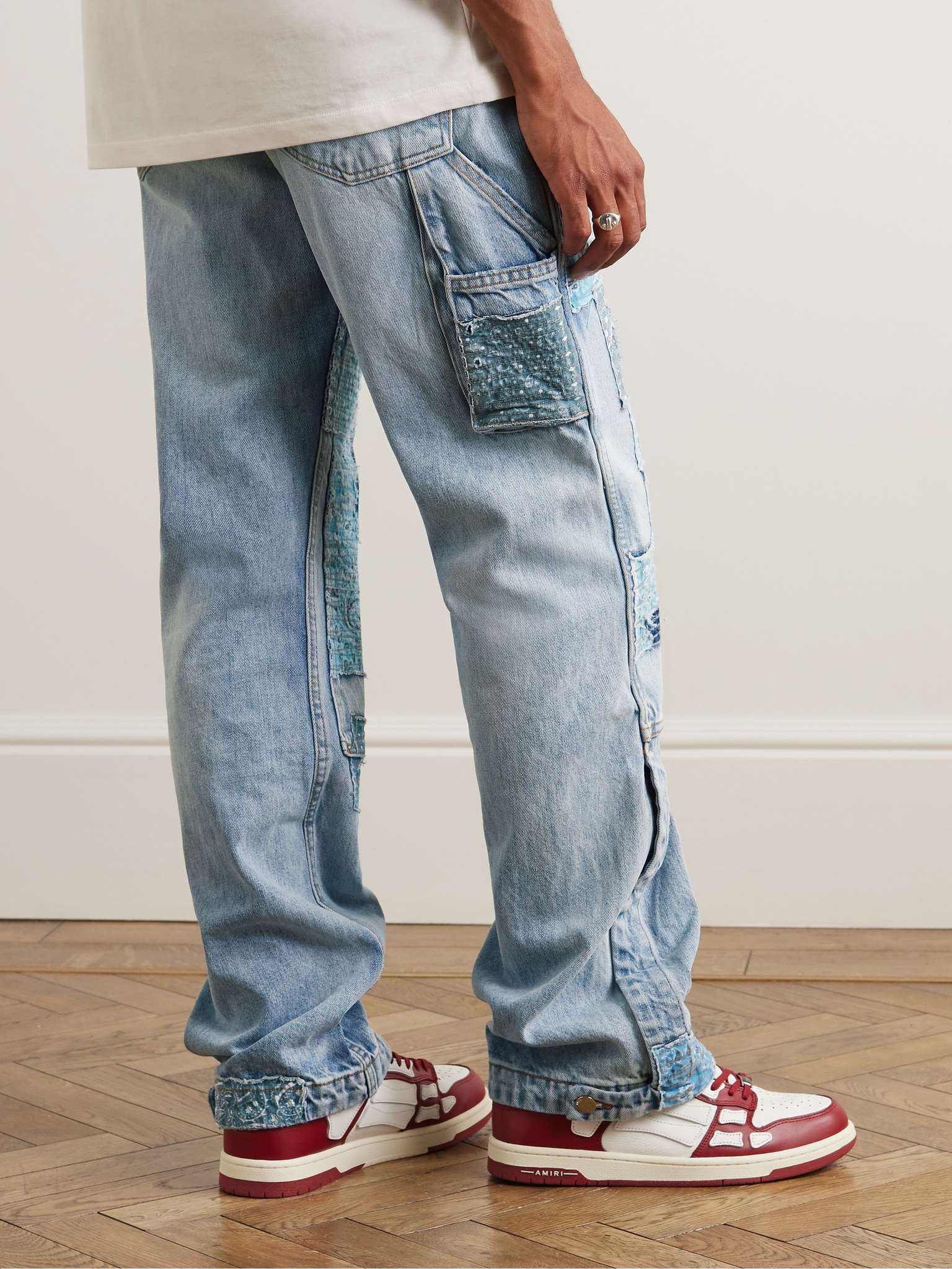Carpenter Straight-Leg Distressed Patchwork Panelled Jeans - 4