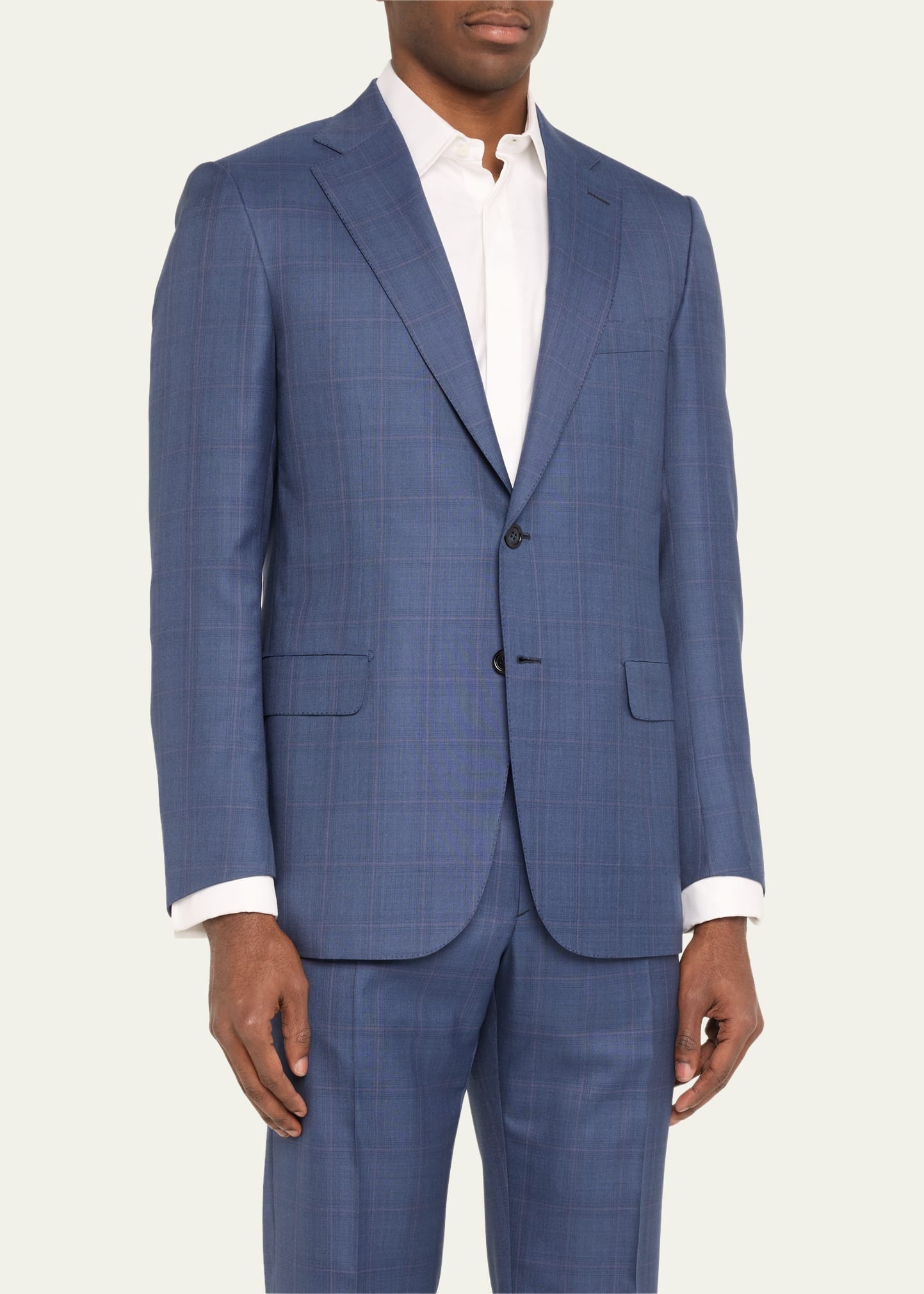 Men's Brun Super 150's Plaid Suit - 4