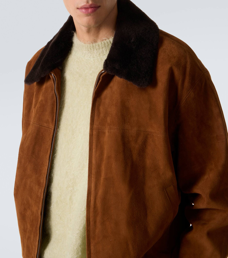 Shearling-trimmed suede aviator jacket 5