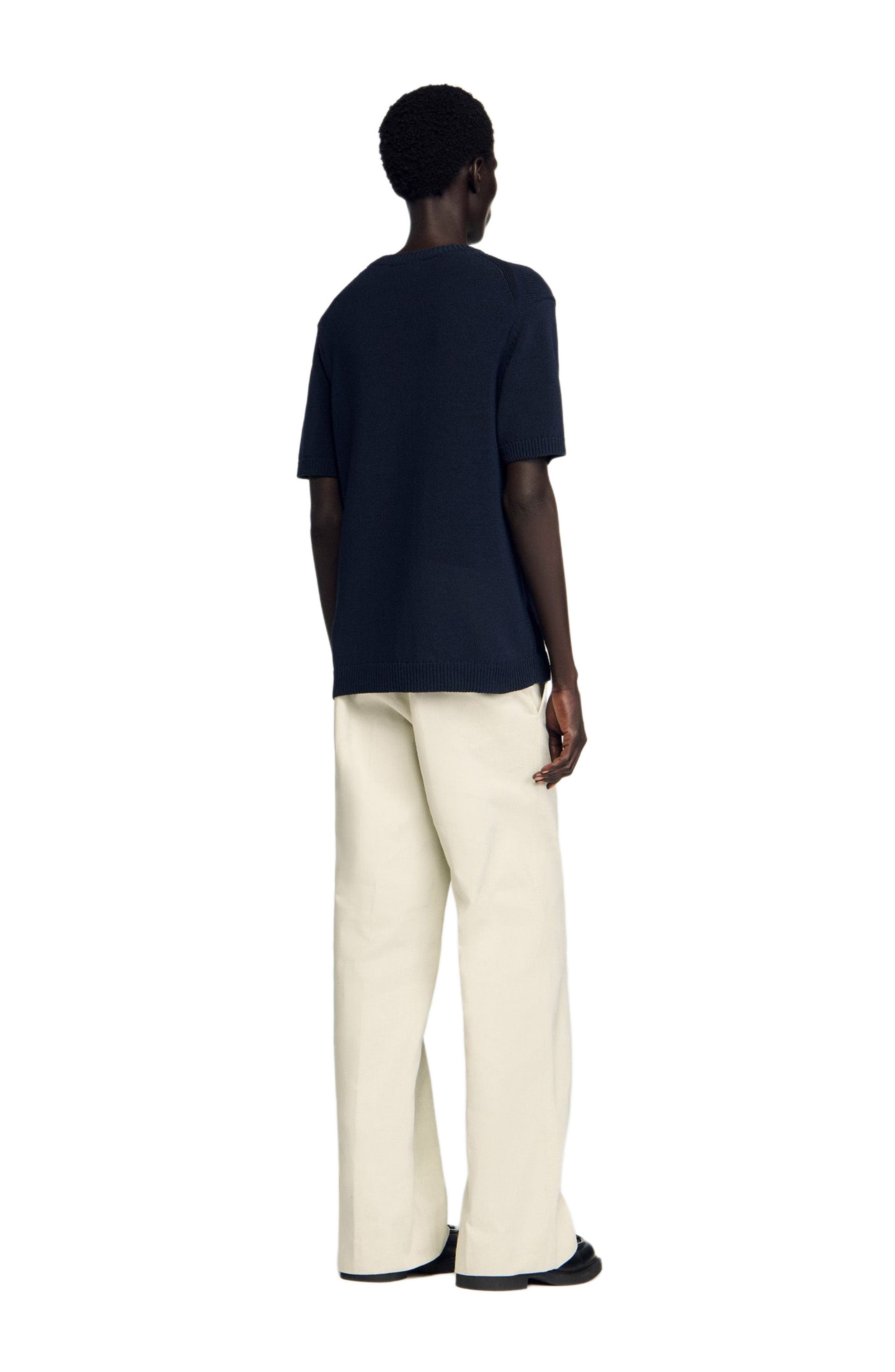 SANDRO Fine knit T-shirt in Navy Blue at Nordstrom - 2