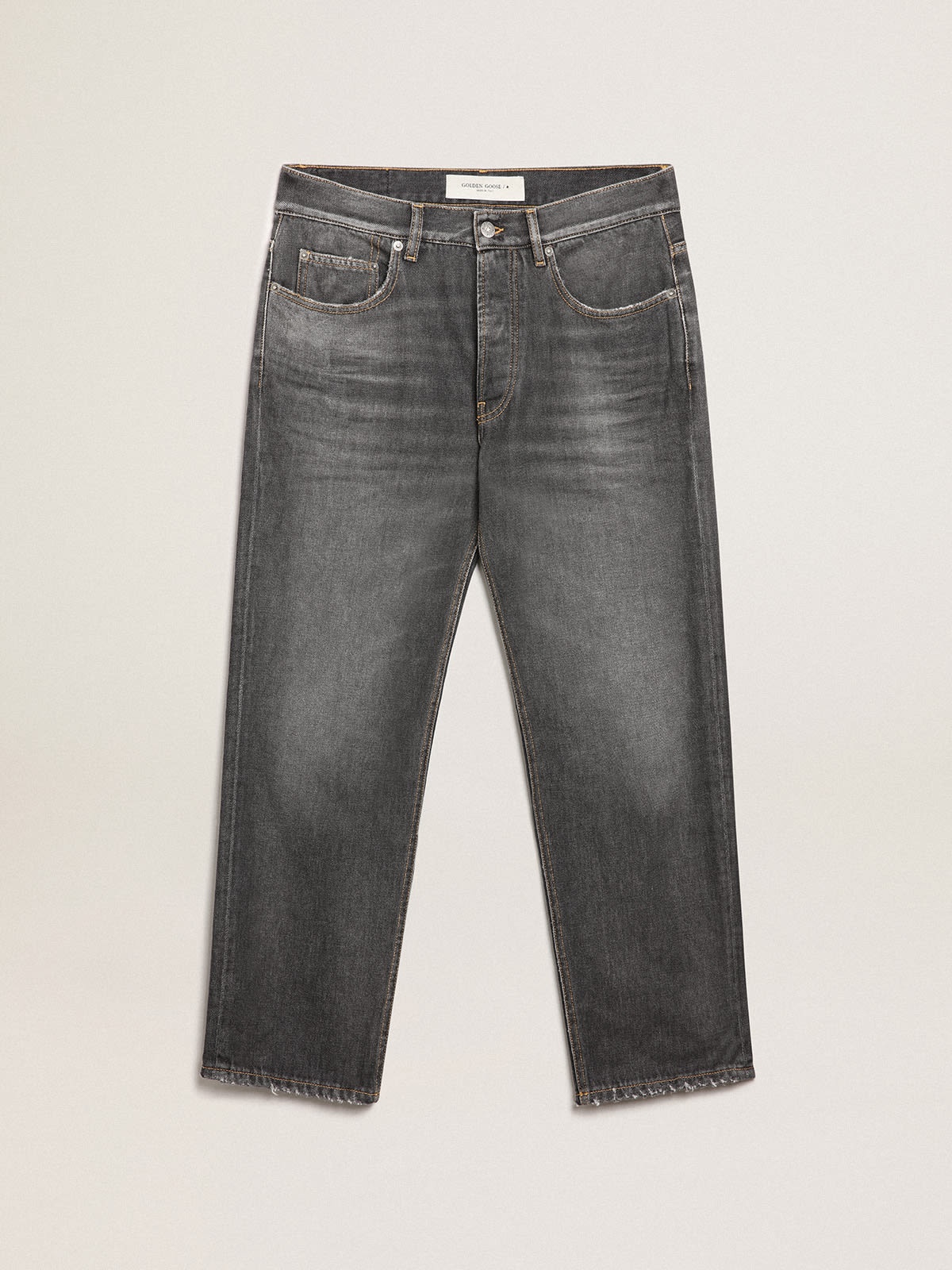 Black mid-wash slim-fit jeans - 1