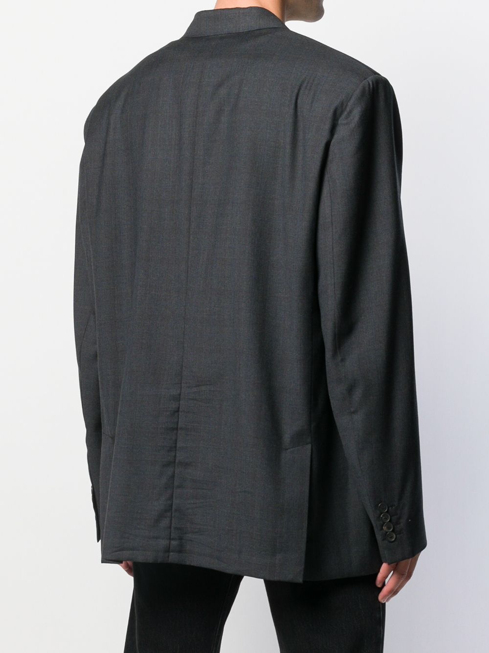 checked washed double-breasted jacket  - 4