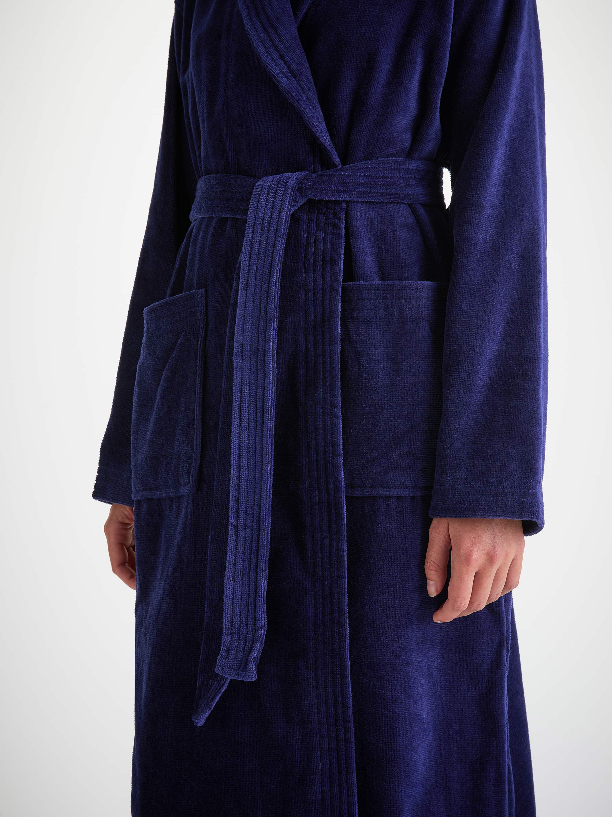 Women's Bathrobe Triton 10 Terry Cotton Navy - 7