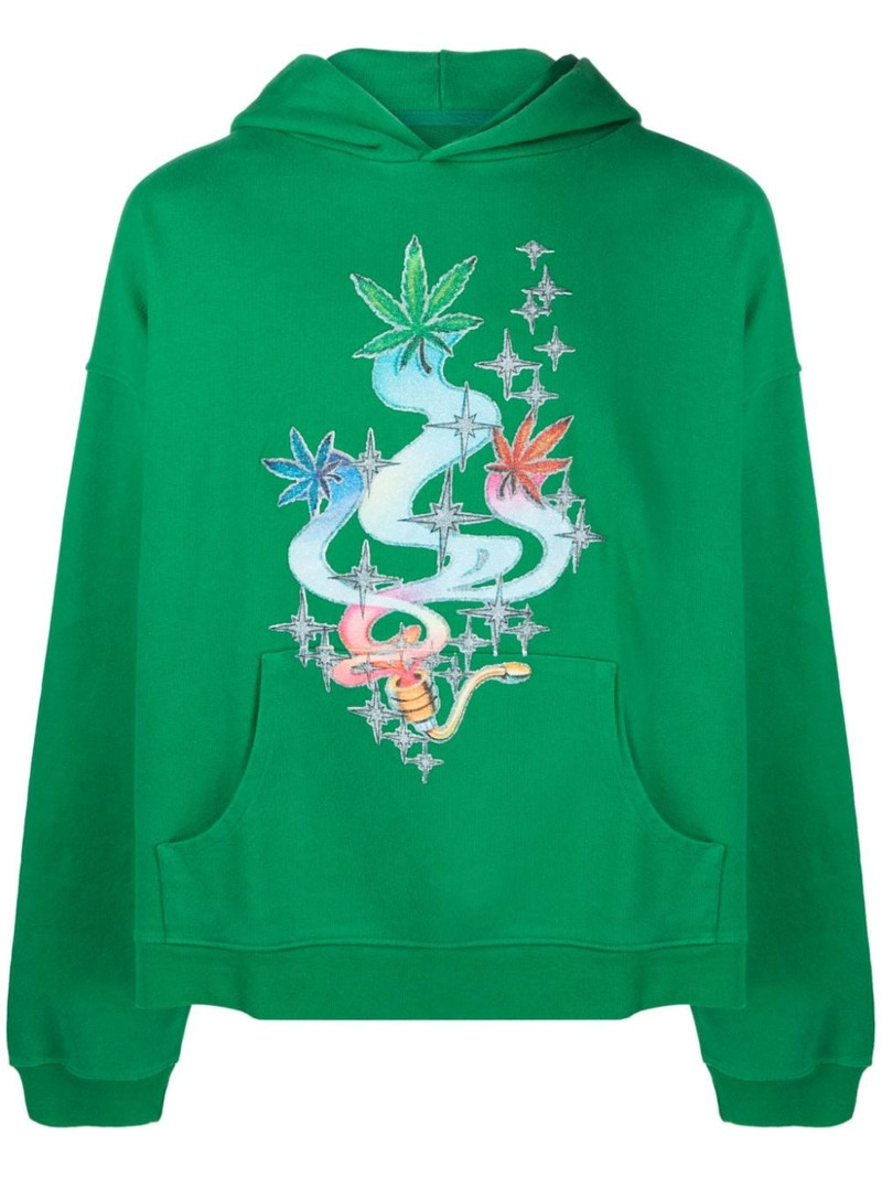 leaf-print cotton hoodie 1