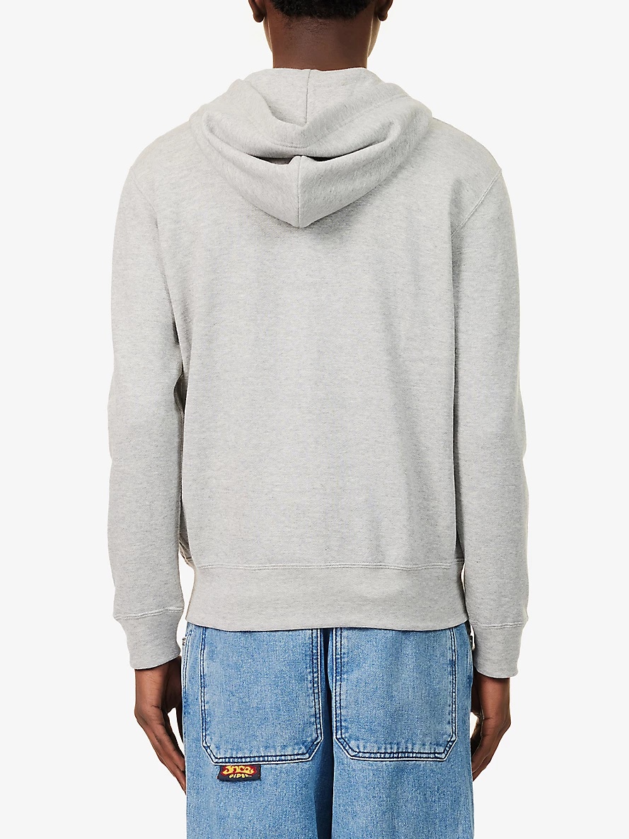Brand-patch two-welt-pockets regular-fit cotton-jersey hoody - 4