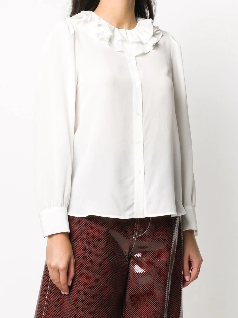 ruffled-collar silk blouse - 3