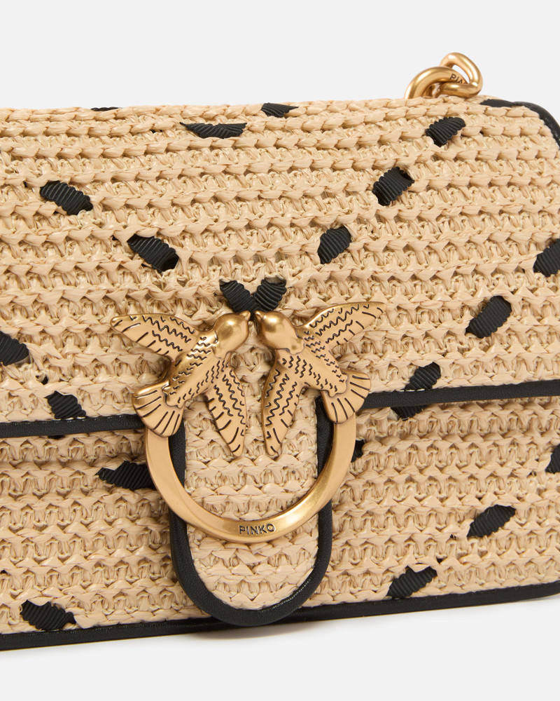 MINI LOVE BAG ONE LIGHT SMALL HANDBAG IN CHEVRON RAFFIA AND LEATHER 3