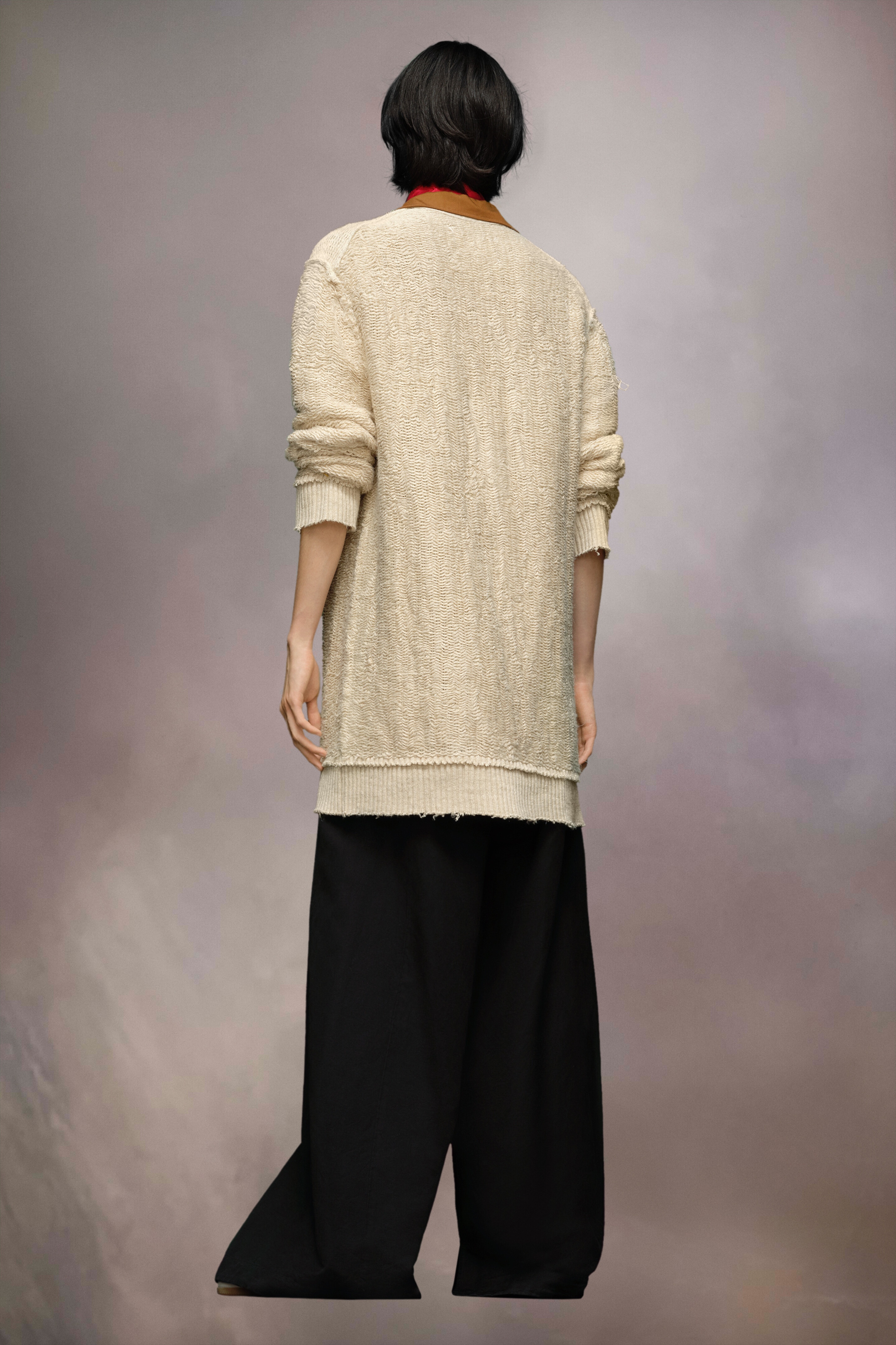 Raw woven knit cardigan - 4