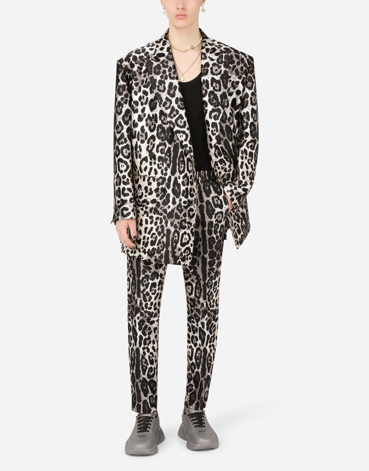 Oversize double-breasted jacket with leopard print - 6