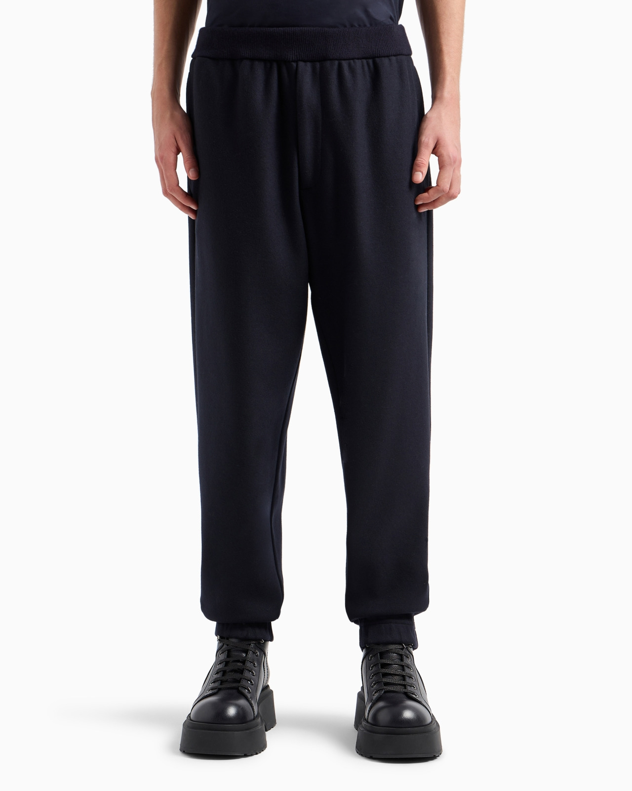 VIRGIN WOOL CLOTH ELASTICATED-WAIST TROUSERS - 2