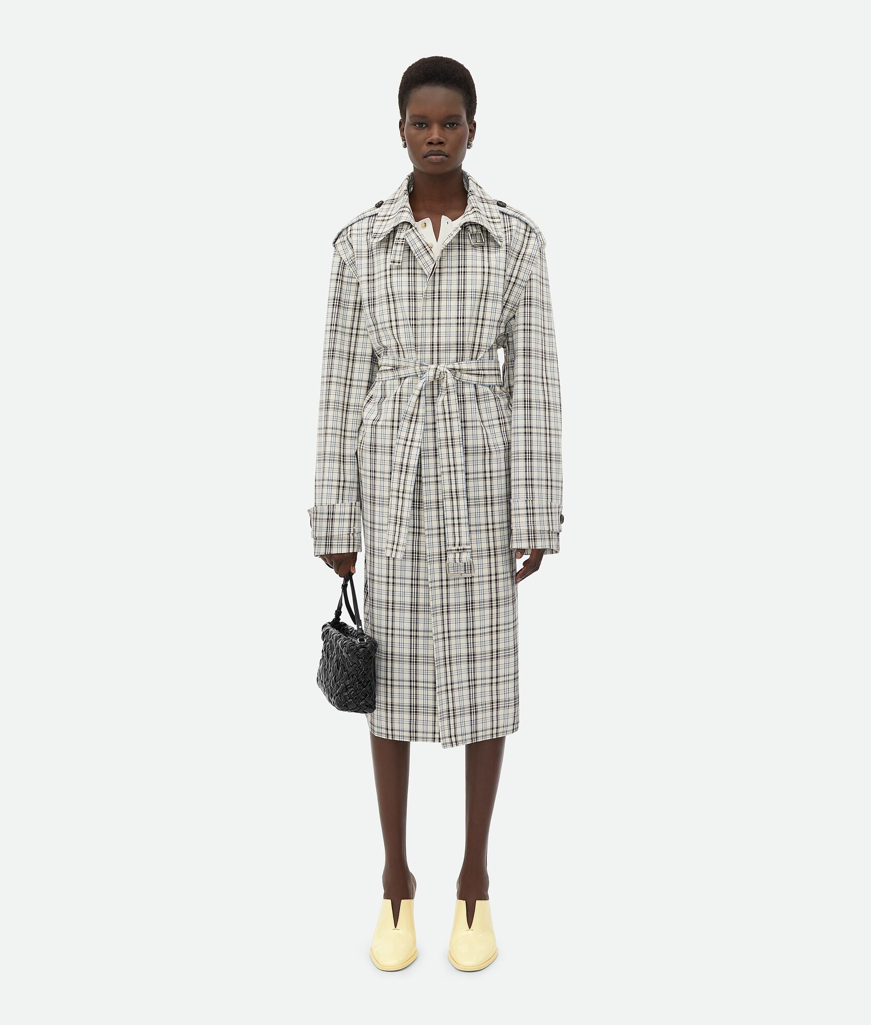 Checked Cotton Trench Coat - 4