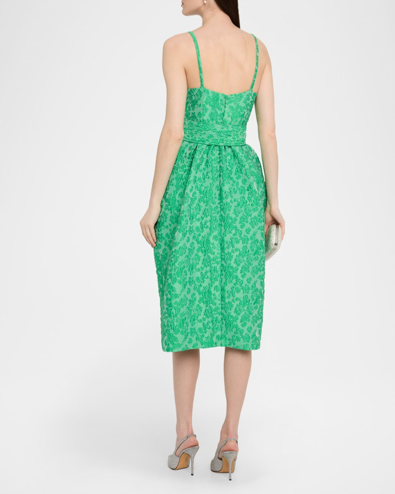 Artichoke Floral Jacquard Midi Dress With Belt 3